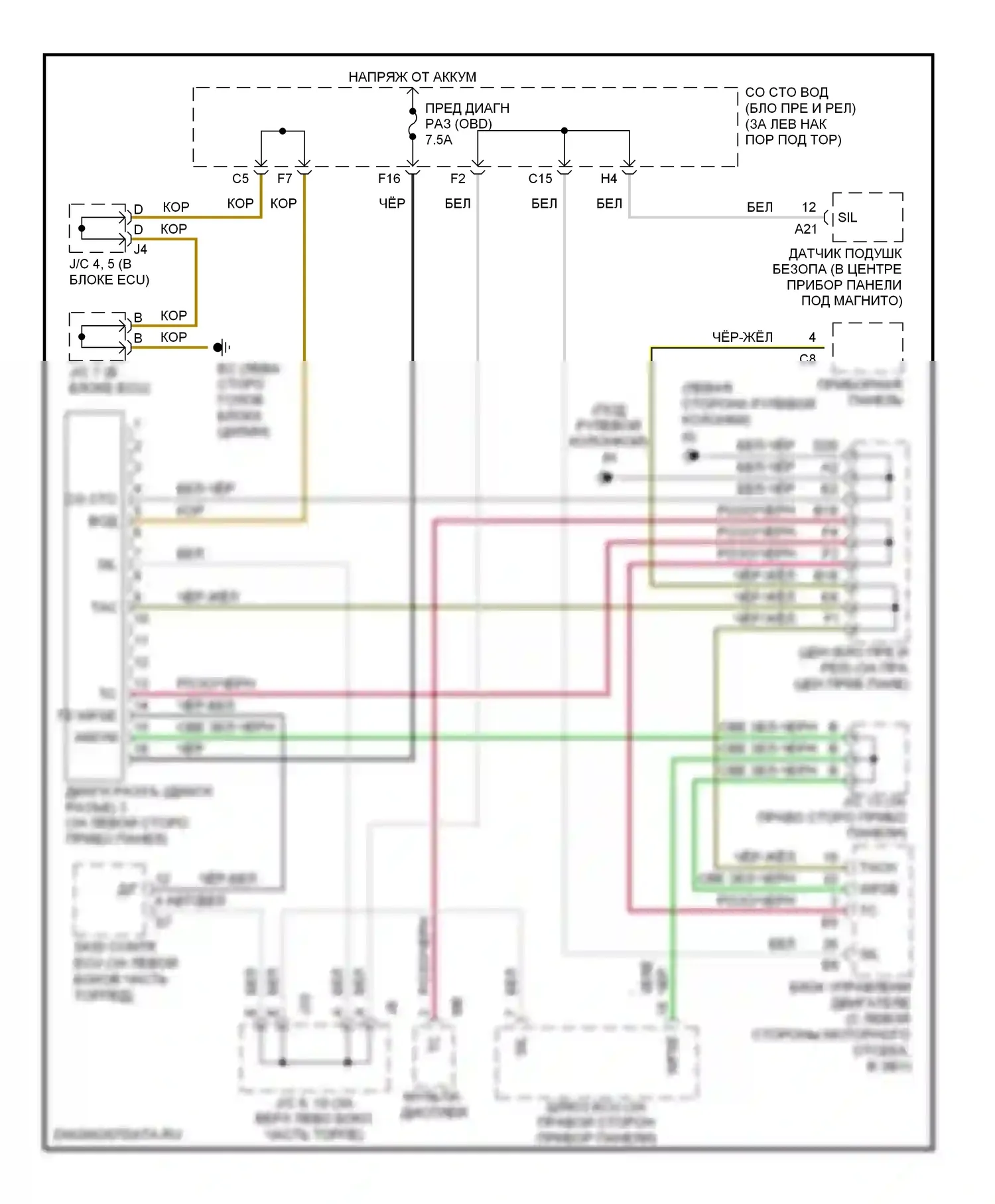 SC Lexus II (2001-2005): Электросхема диагностического разхъема 