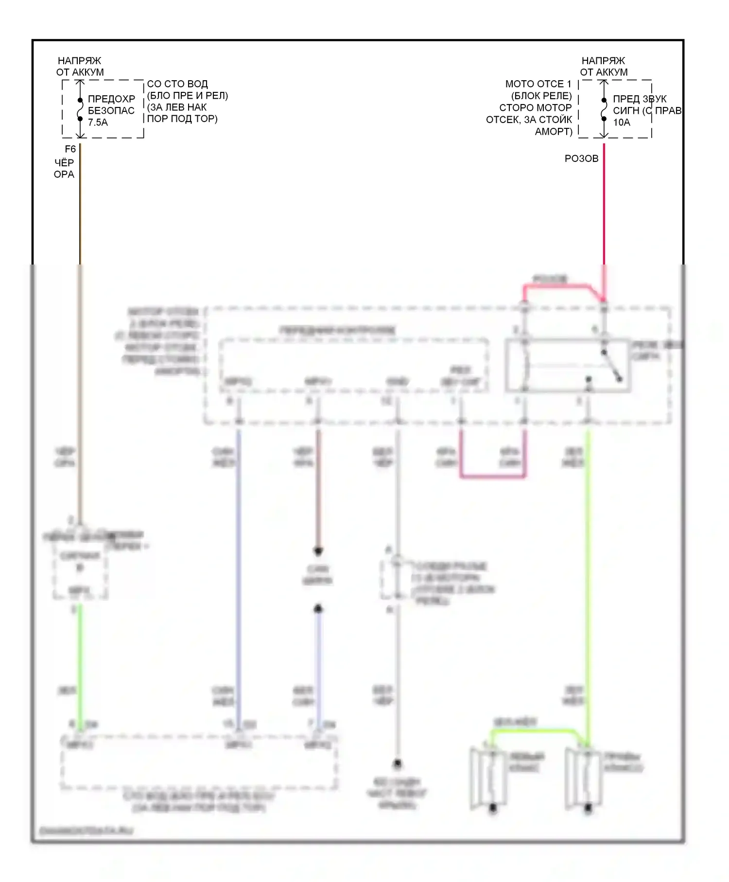 SC Lexus II (2001-2005): Электросхема клаксона 
