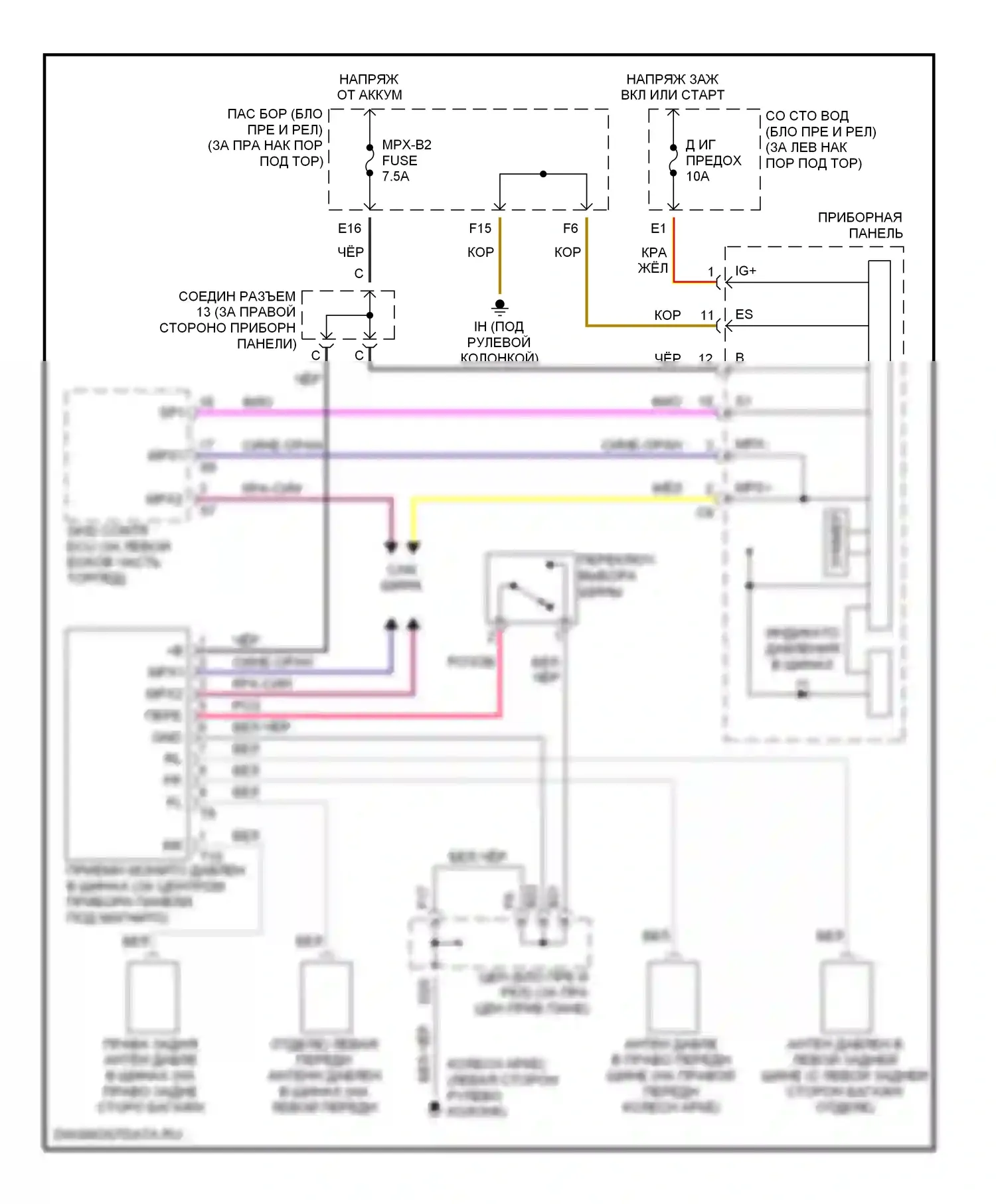 SC Lexus II (2001-2005): Электросхема контроля давления в шинах 