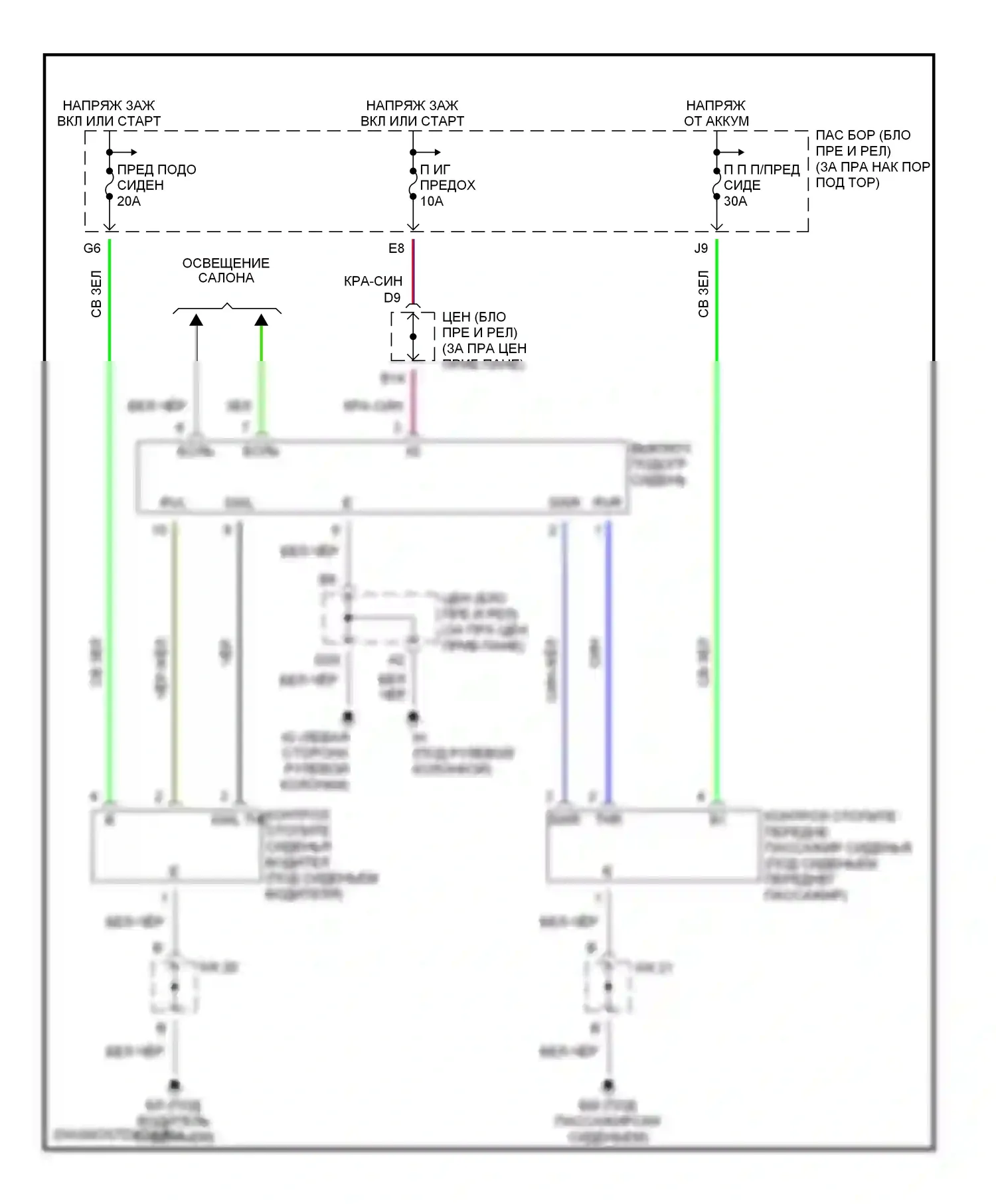 SC Lexus II (2001-2005): Электросхема обогреваемых сидений 