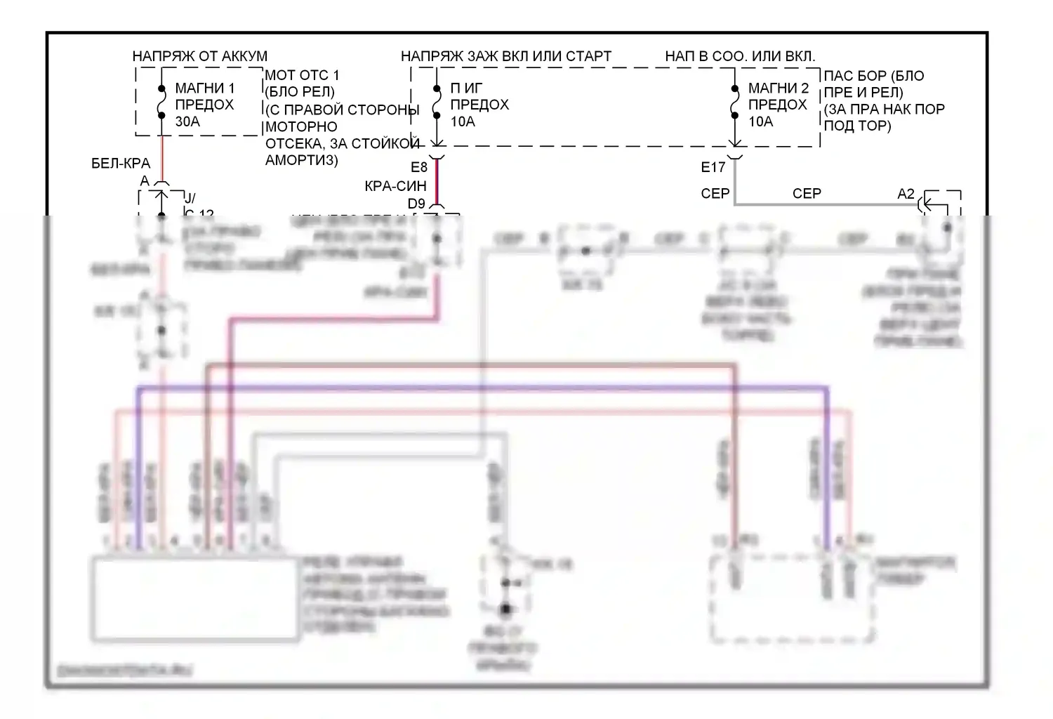SC Lexus II (2001-2005): Электросхема силовой антенны 