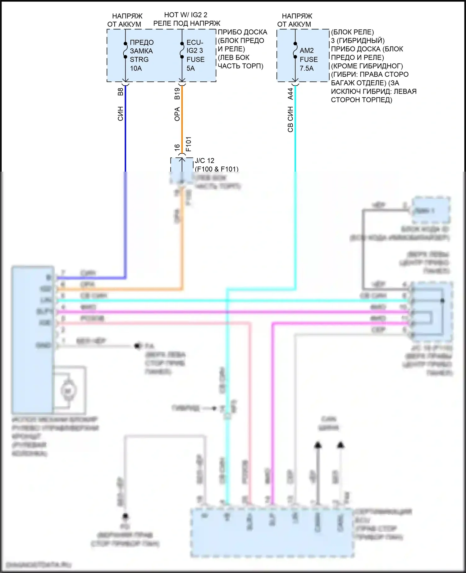 UX Lexus I (2018-2024): Электросхема рулевой колонки 