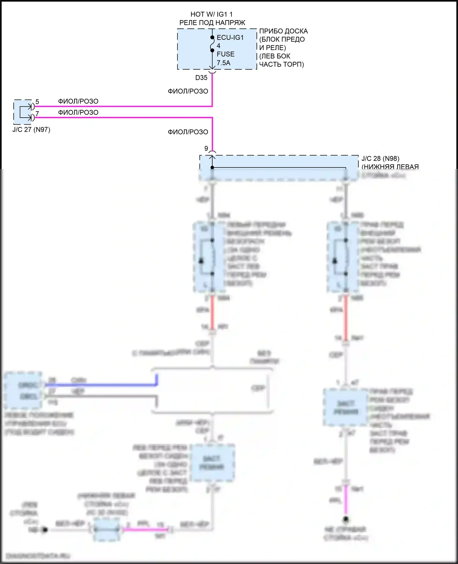 UX Lexus I (2018-2024): Электросхема подушек безопасности 