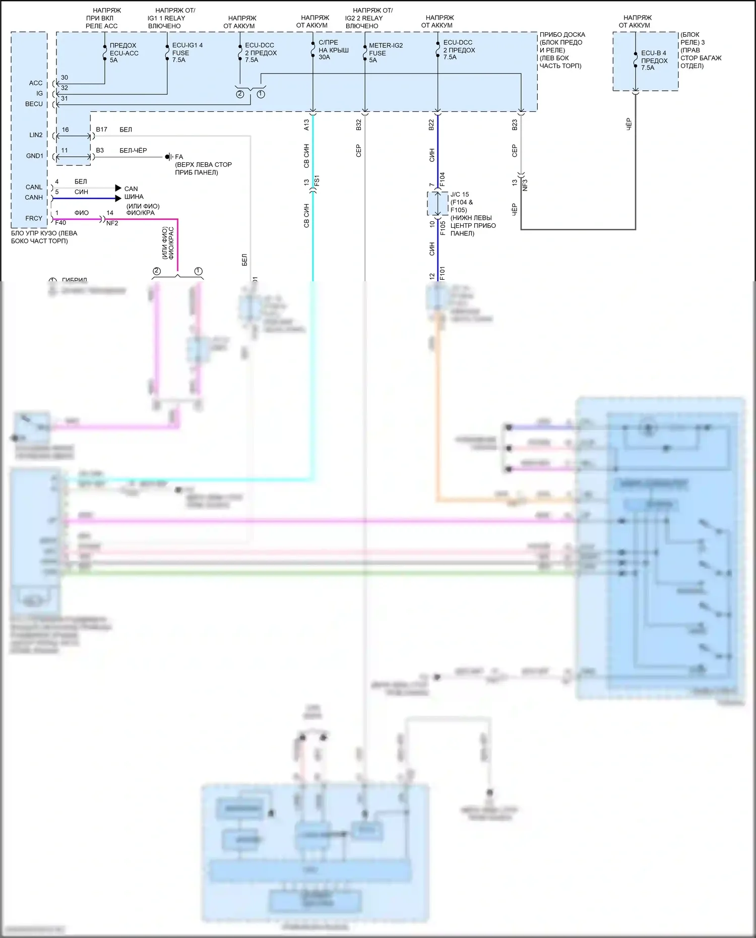 UX Lexus I (2018-2024): Электросхема складной крыши/люка 