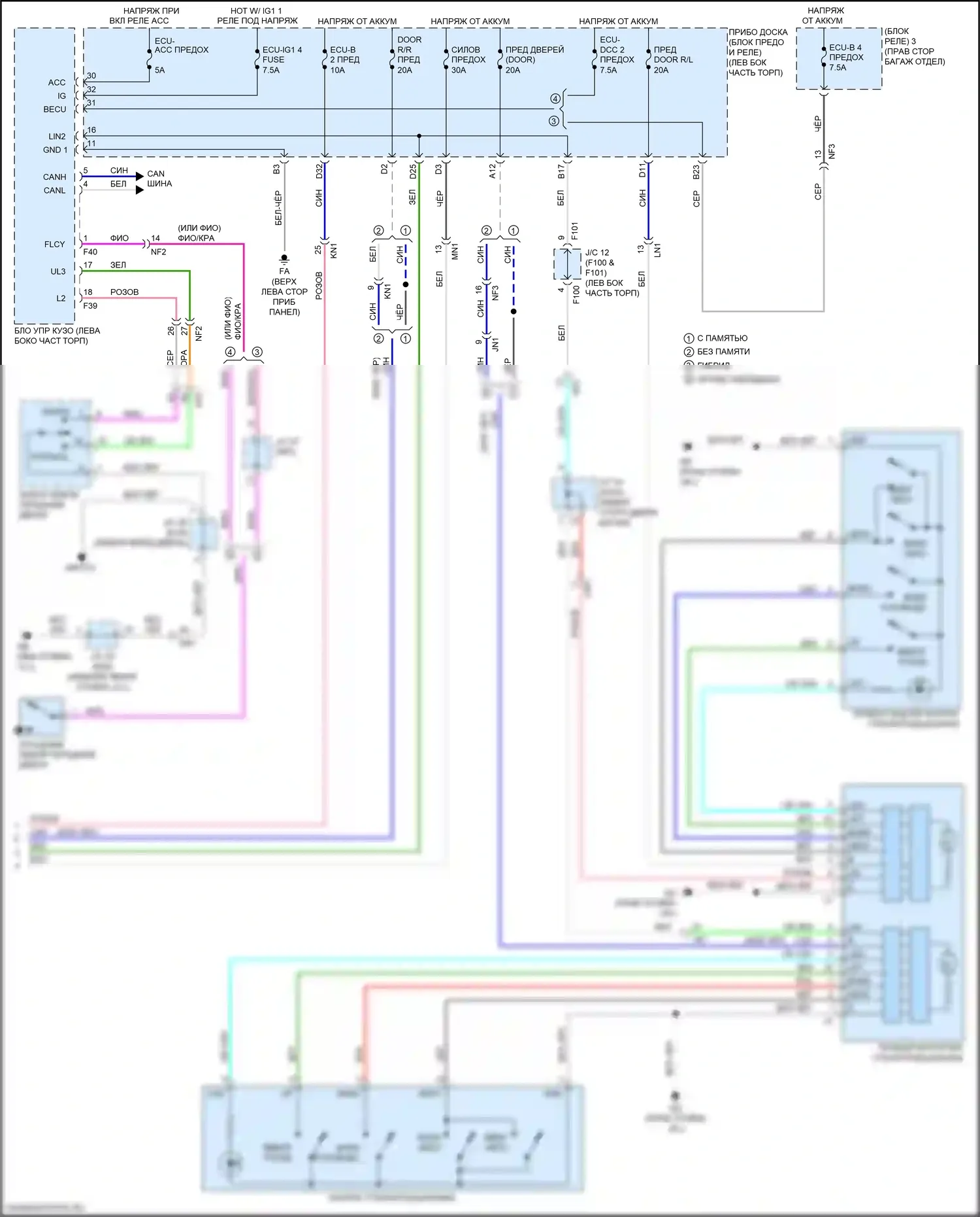 UX Lexus I (2018-2024): Электросхема стеклоподъемников (2 из 2) 