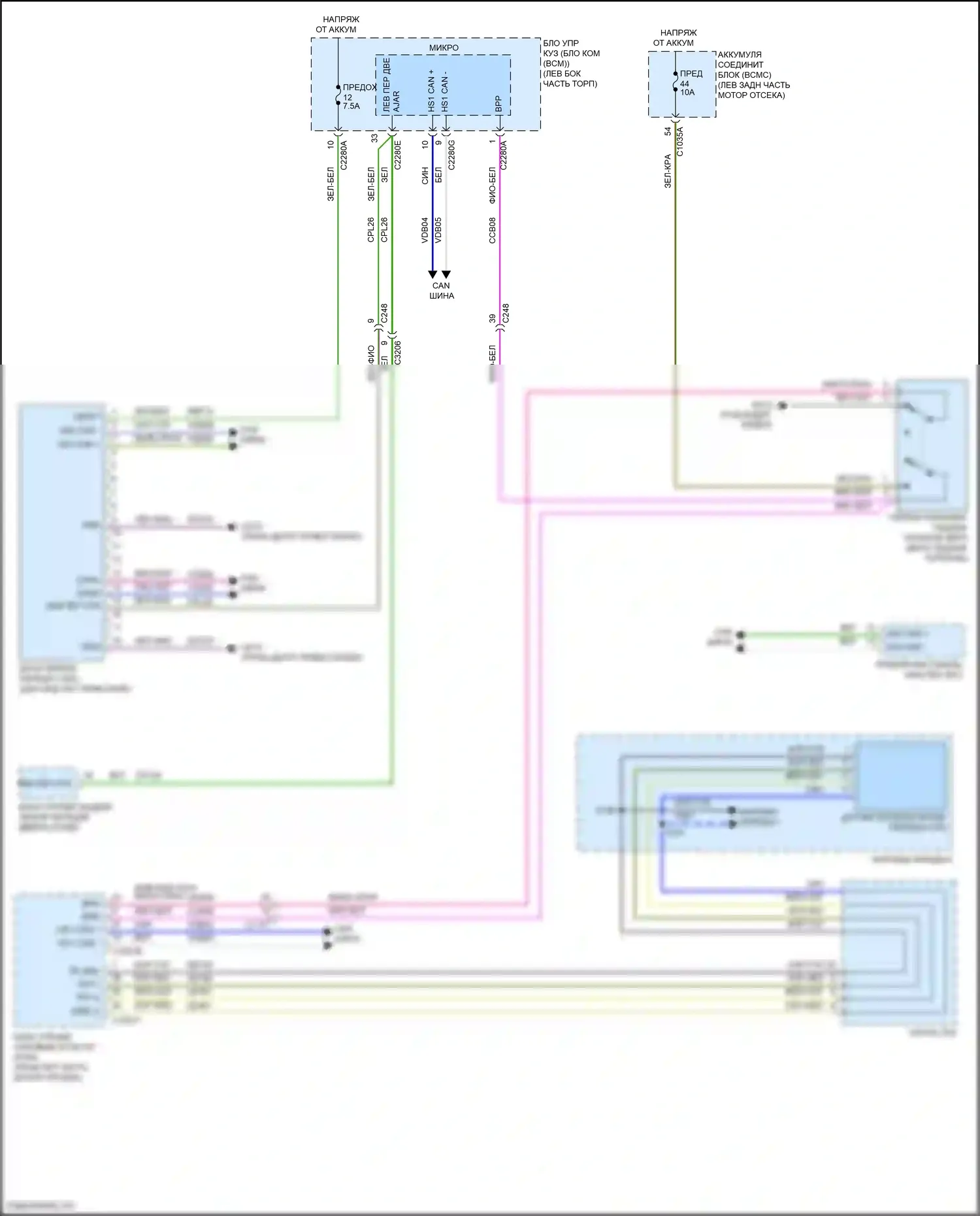 Aviator Lincoln II (2019-2024): Электросхема блокировки селектора 