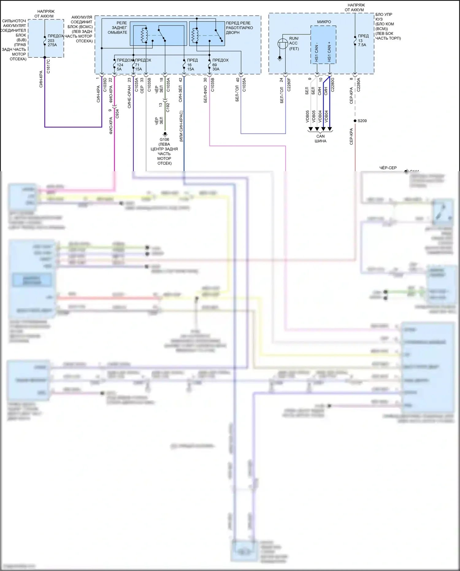 Aviator Lincoln II (2019-2024): Дворники и омыватели электросхема 