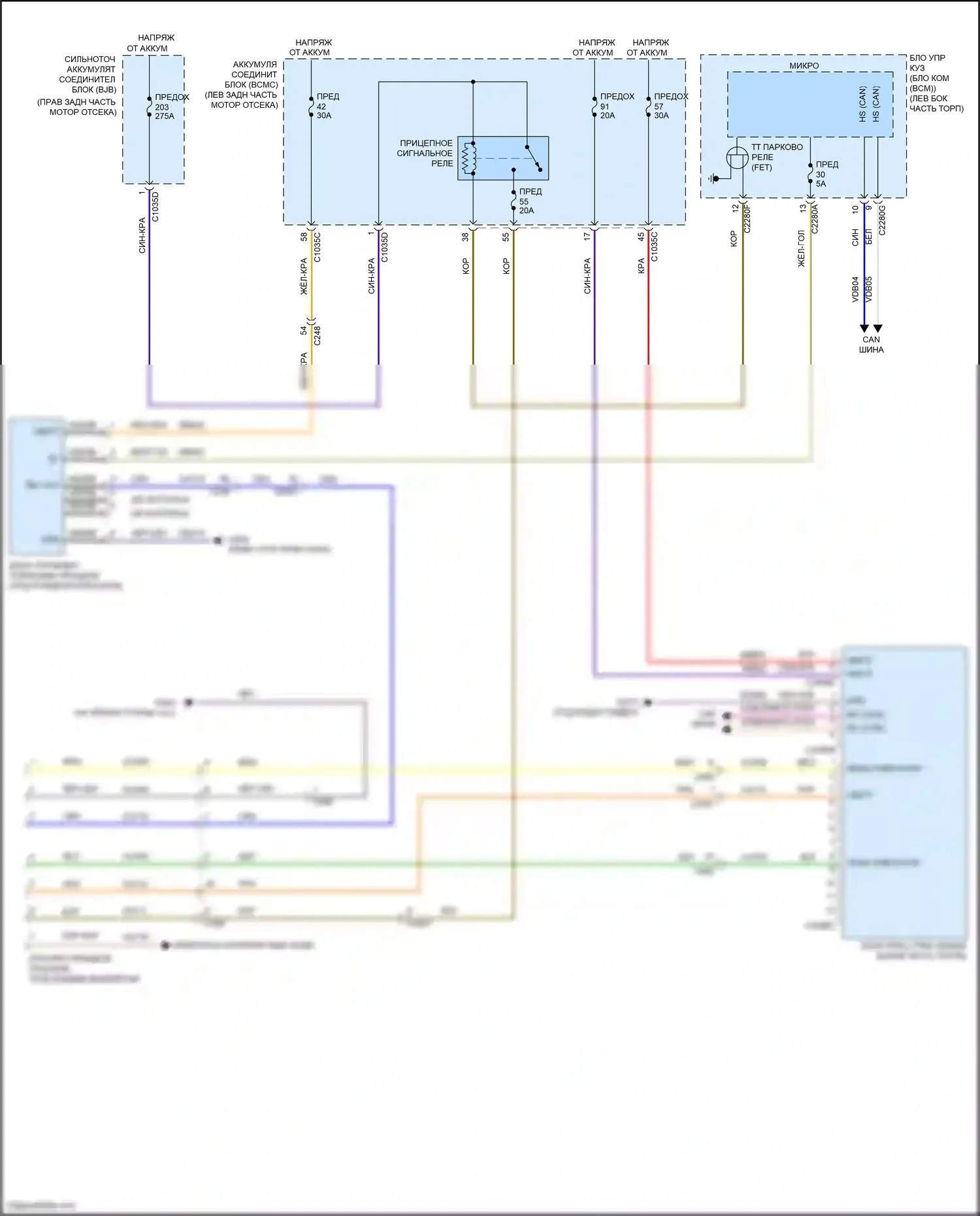 Aviator Lincoln II (2019-2024): Электросхема адаптера прицепа/кемпера 