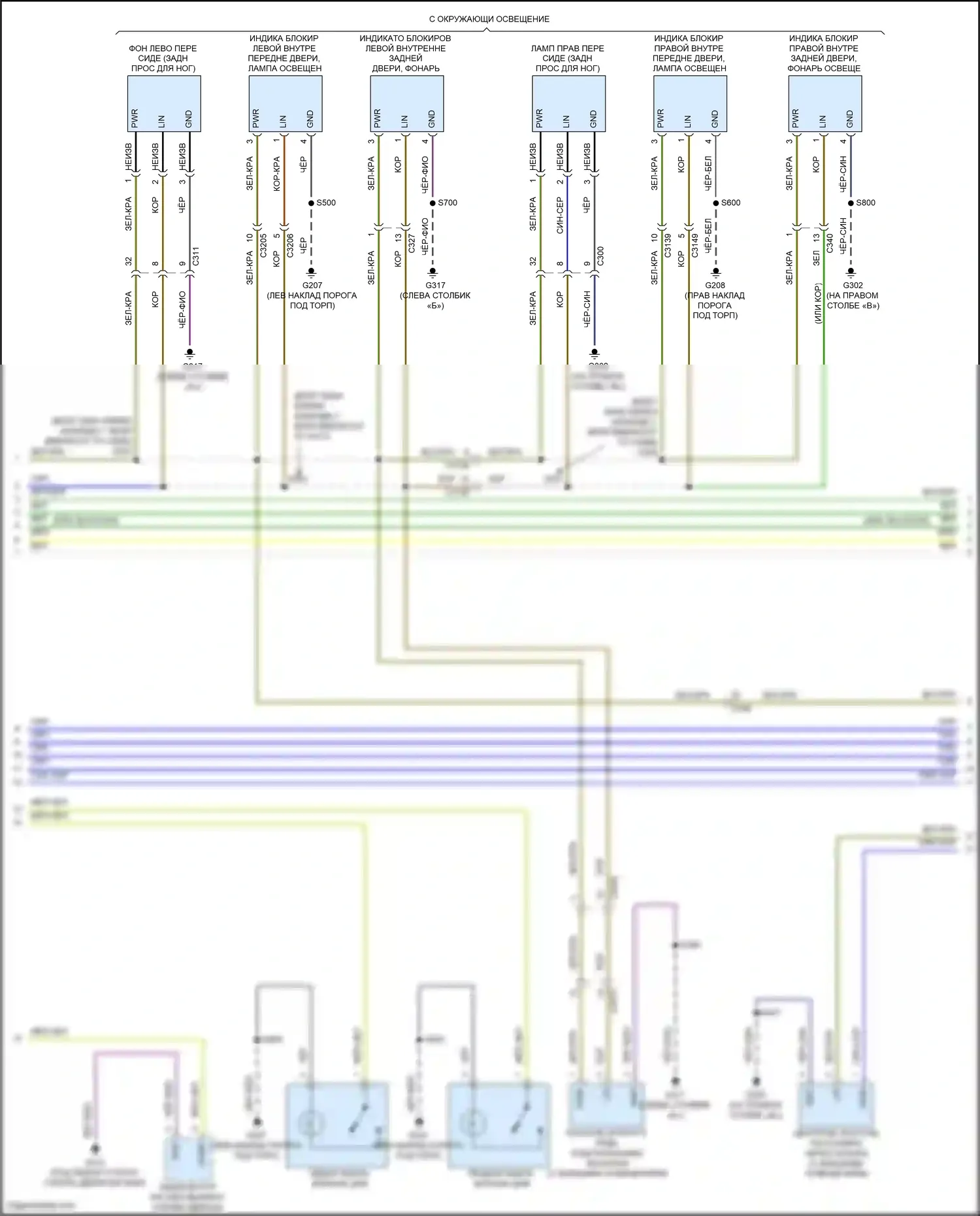 Aviator Lincoln II (2019-2024): Электросхема освещения салона (3 из 4) 