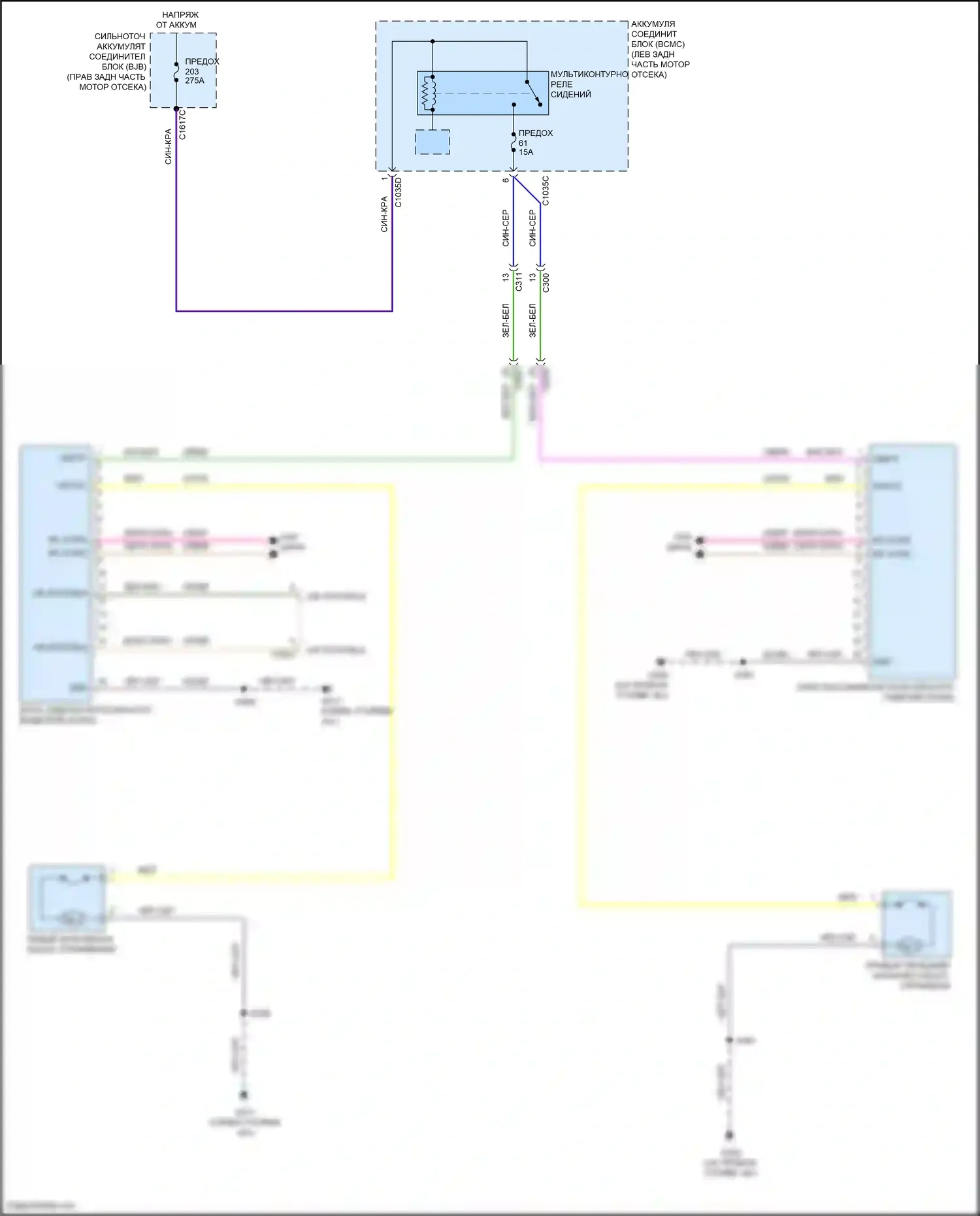Aviator Lincoln II (2019-2024): Электросхема мультиконтурных сидений 