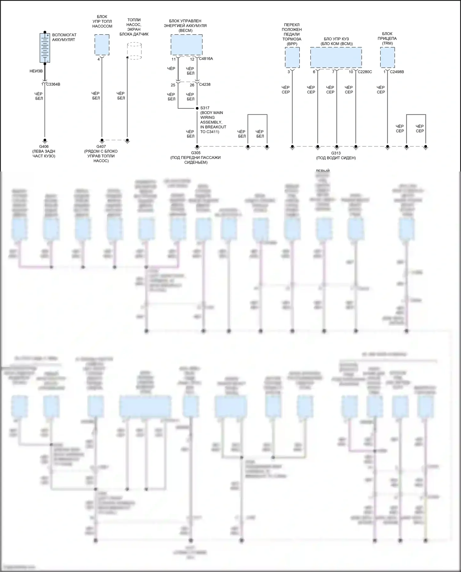 Aviator Lincoln II (2019-2024): Электросхема разводки массы (5 из 6) 