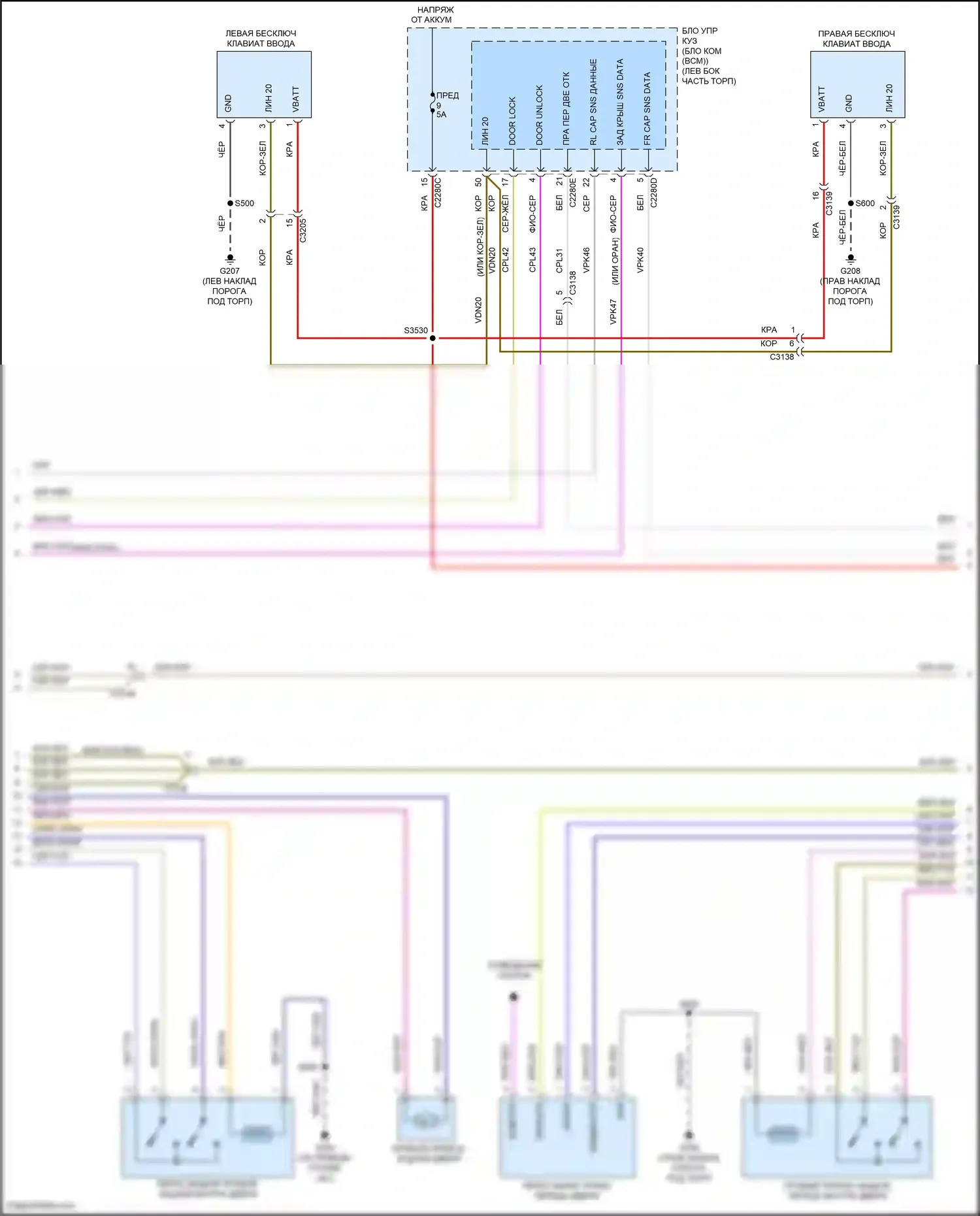 Aviator Lincoln II (2019-2024): Электросхема центрального замка, без интеллектуального доступа (4 из 7) 