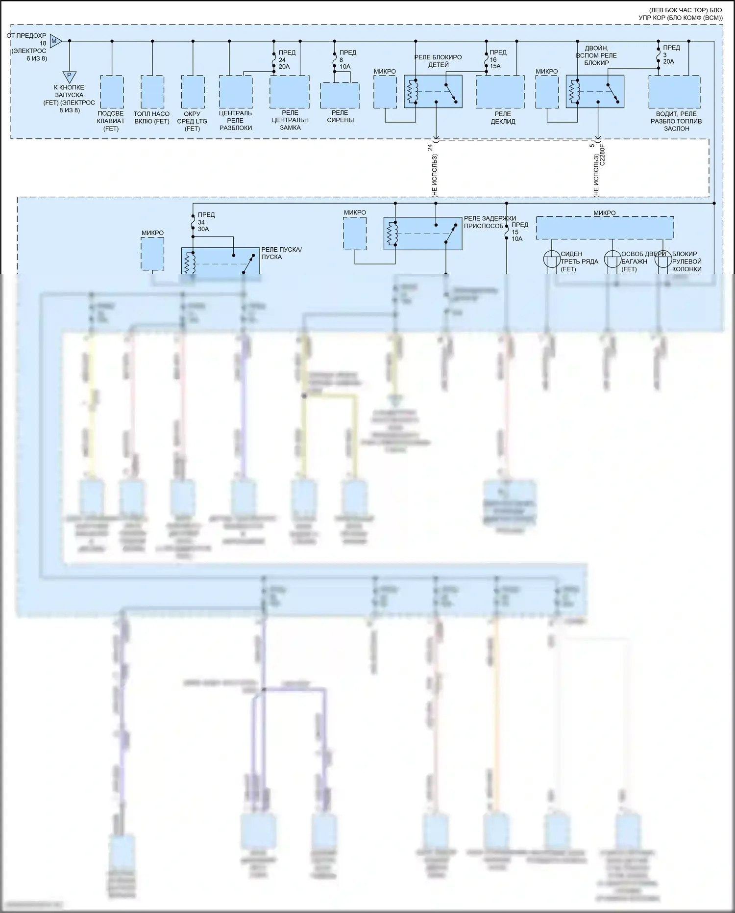 Continental Lincoln X (2016-2024): Электросхема блока предохранителей реле (7 из 8) 