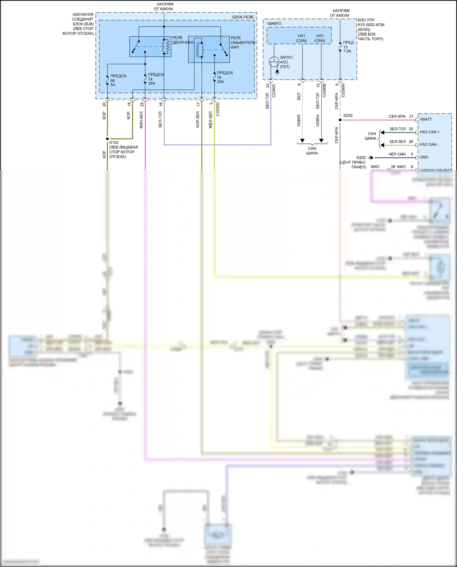 Continental Lincoln X (2016-2024): Дворники и омыватели электросхема 