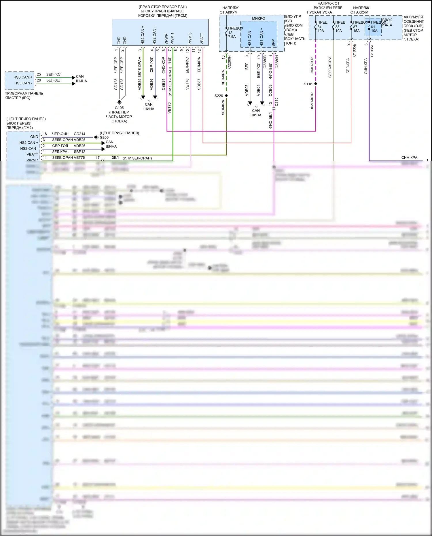 Continental Lincoln X (2016-2024): Электросхема автоматической коробки передач (1 из 2) 