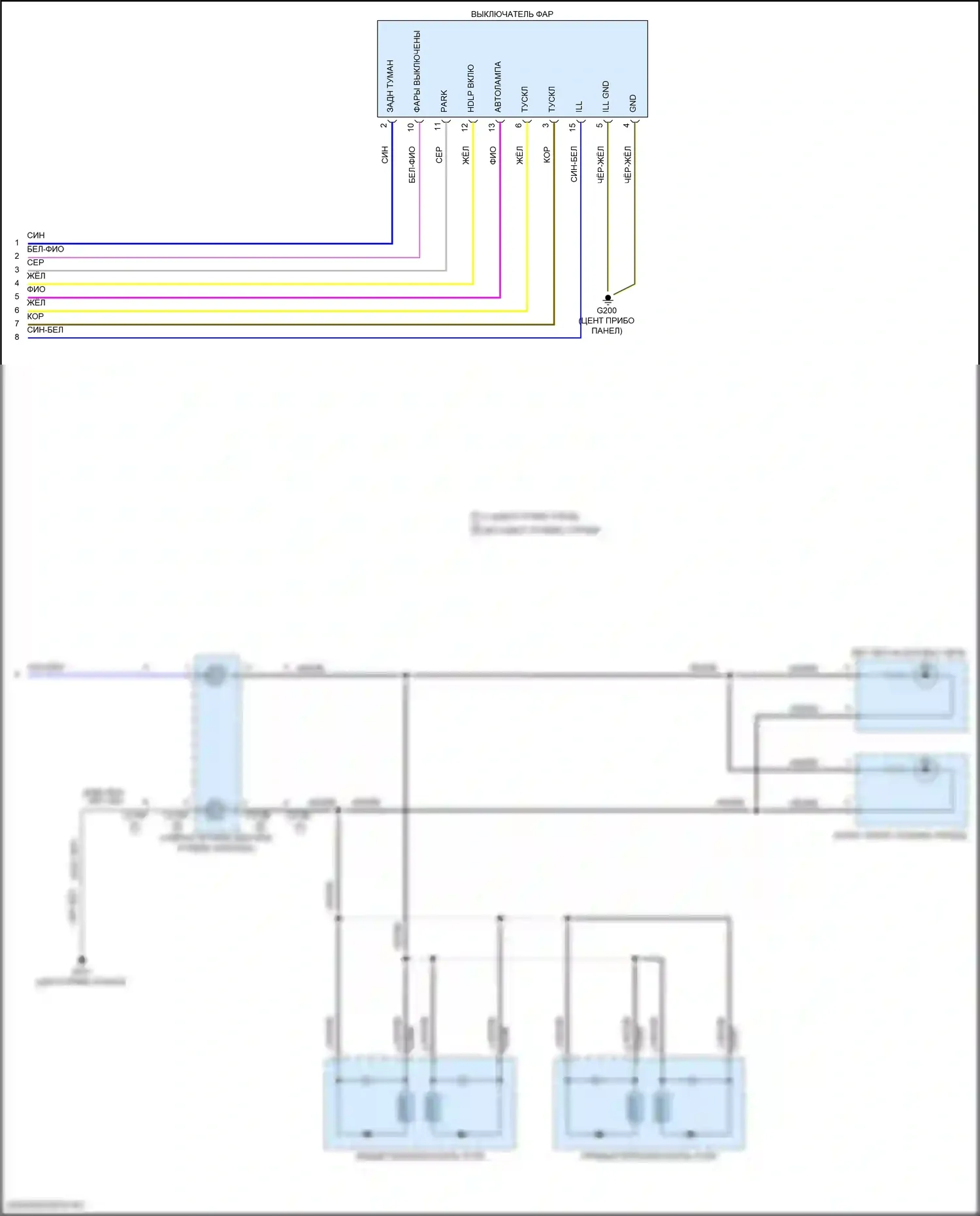 Continental Lincoln X (2016-2024): Электросхема подсветки приборной панели (2 из 2) 