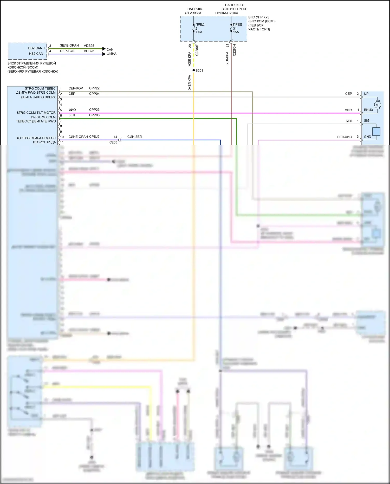 Continental Lincoln X (2016-2024): Электросхема памяти рулевой колонки 