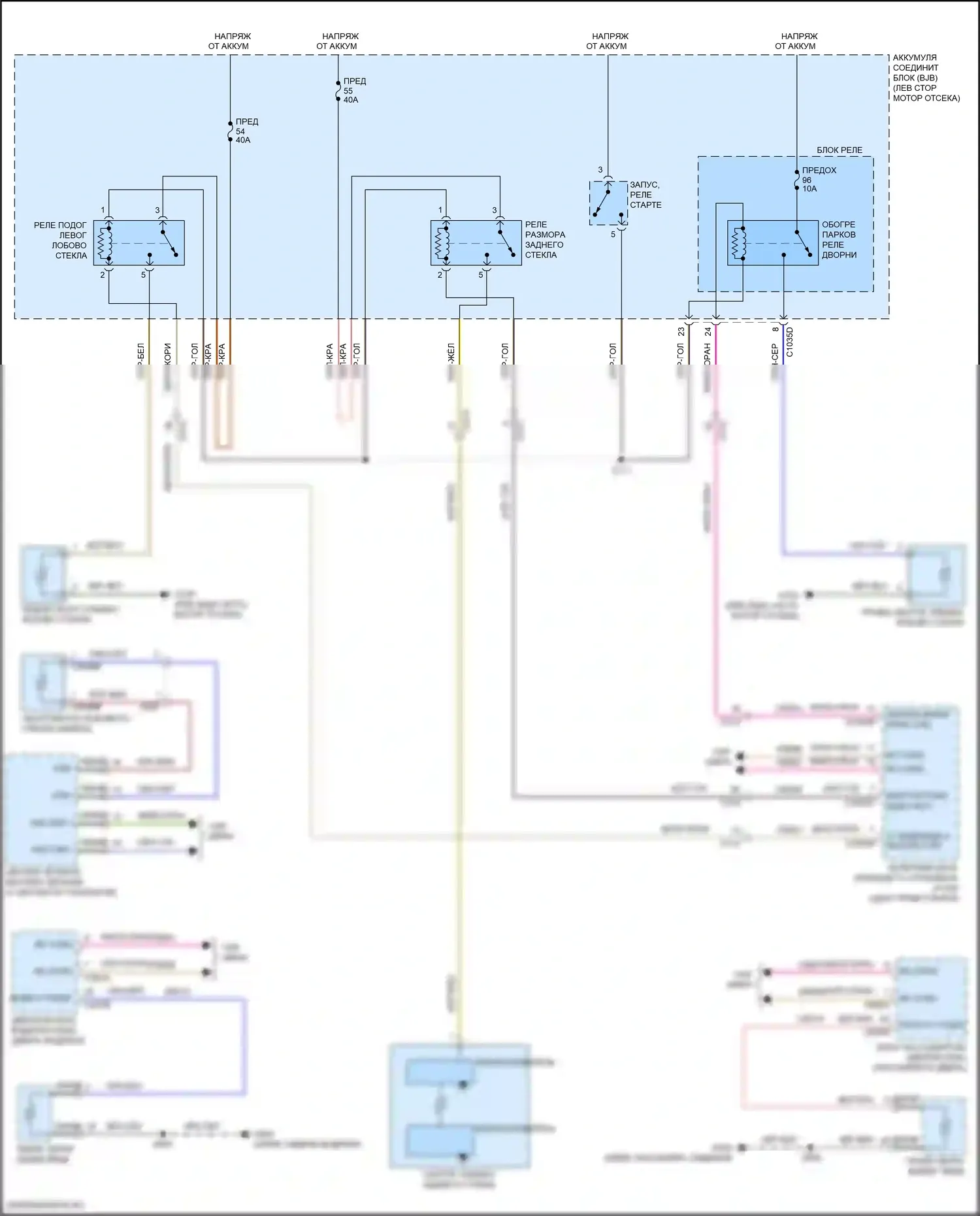 Continental Lincoln X (2016-2024): Электросхема подогрева стекол 