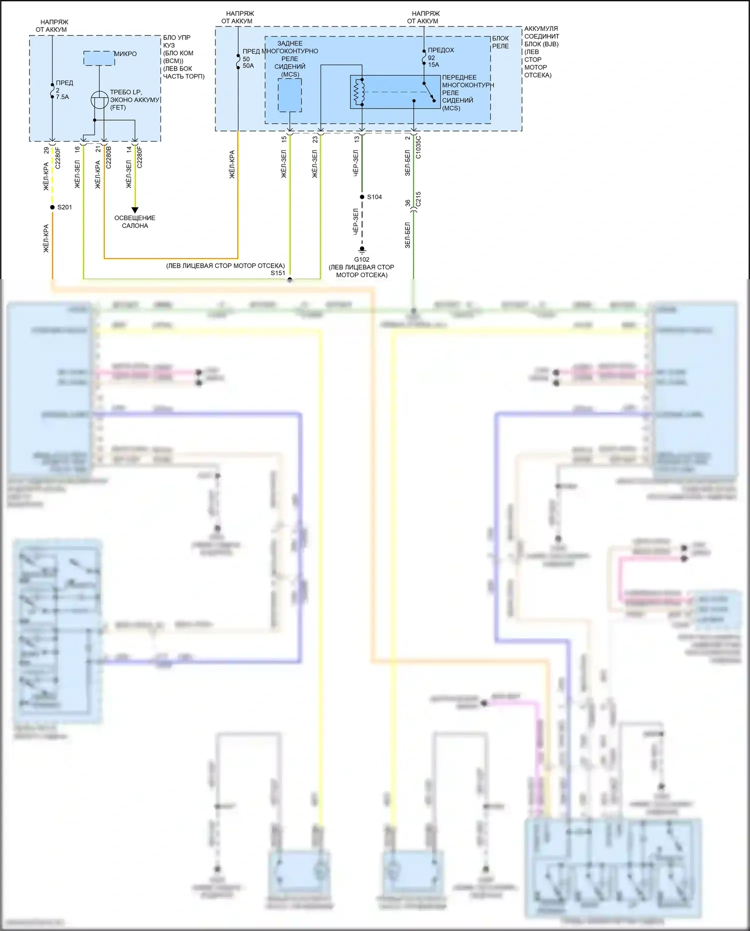 Continental Lincoln X (2016-2024): Электросхема переднего мультиконтурного сиденья 