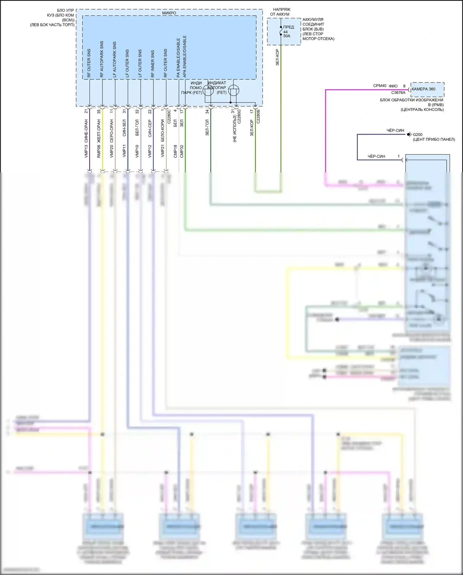 Continental Lincoln X (2016-2024): Электросхема парктроника (2 из 2) 