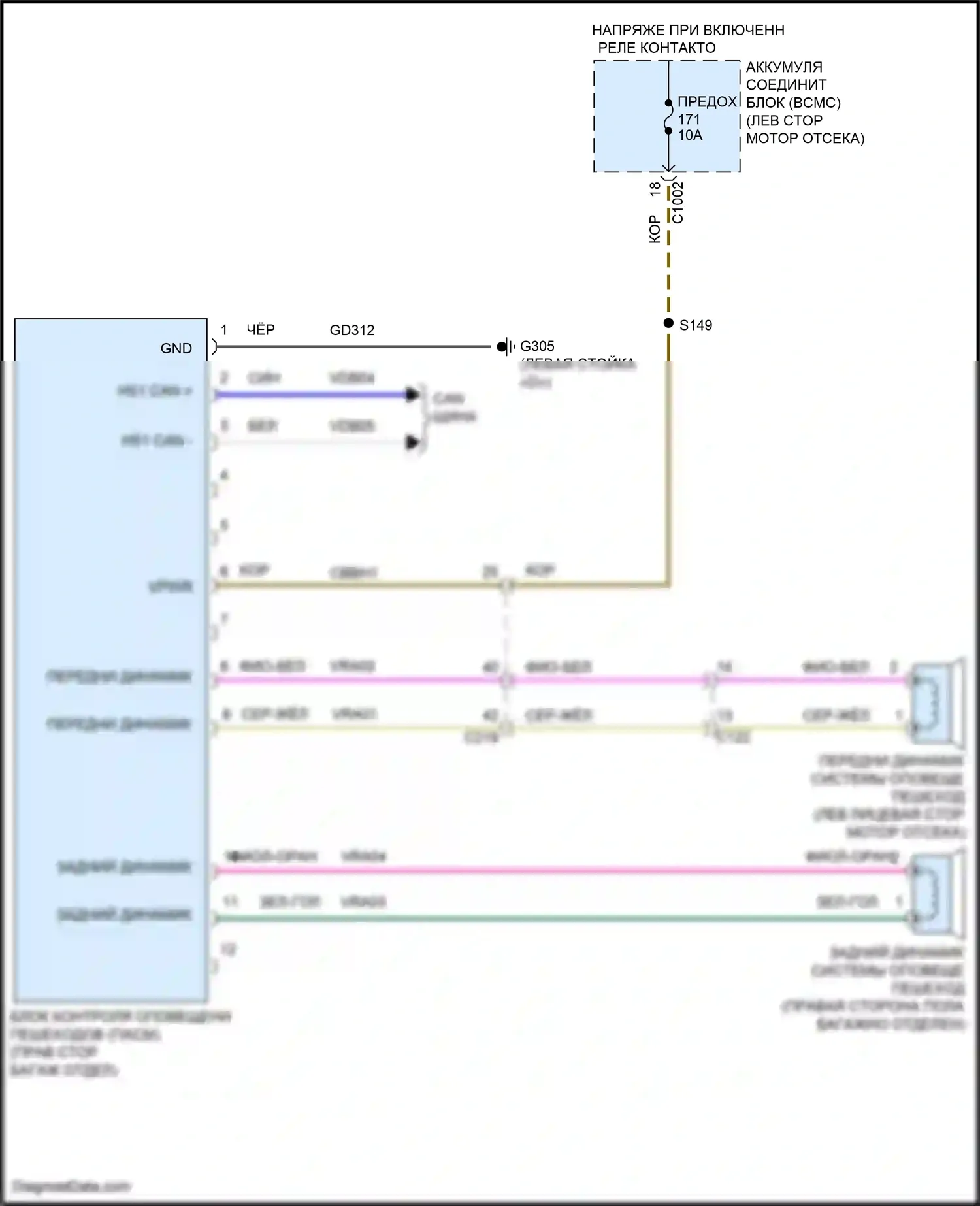 Corsair Lincoln I (2019-2024): Электросхема оповещения пешеходов 
