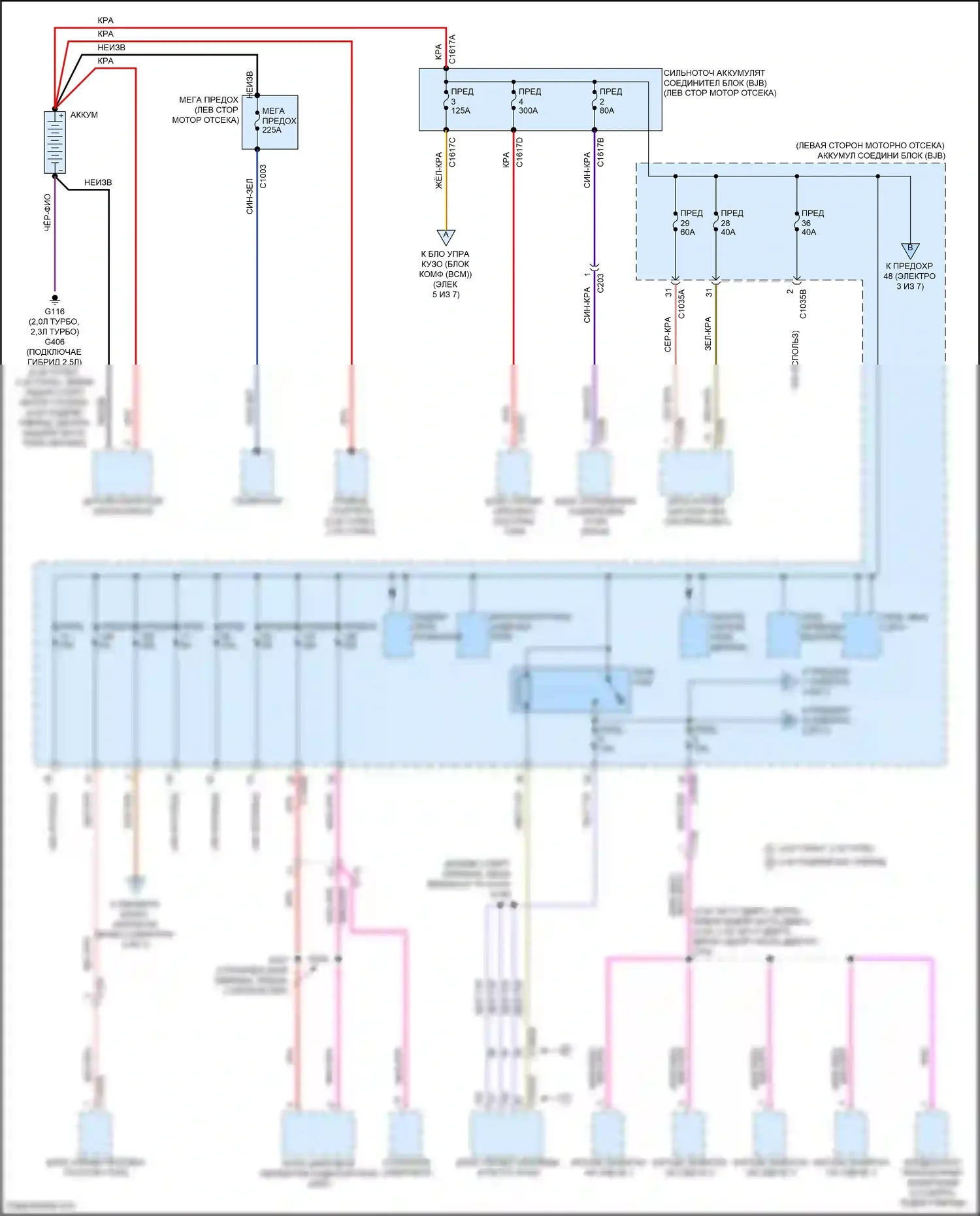 Corsair Lincoln I (2019-2024): Электросхема блока предохранителей реле (1 из 7) 