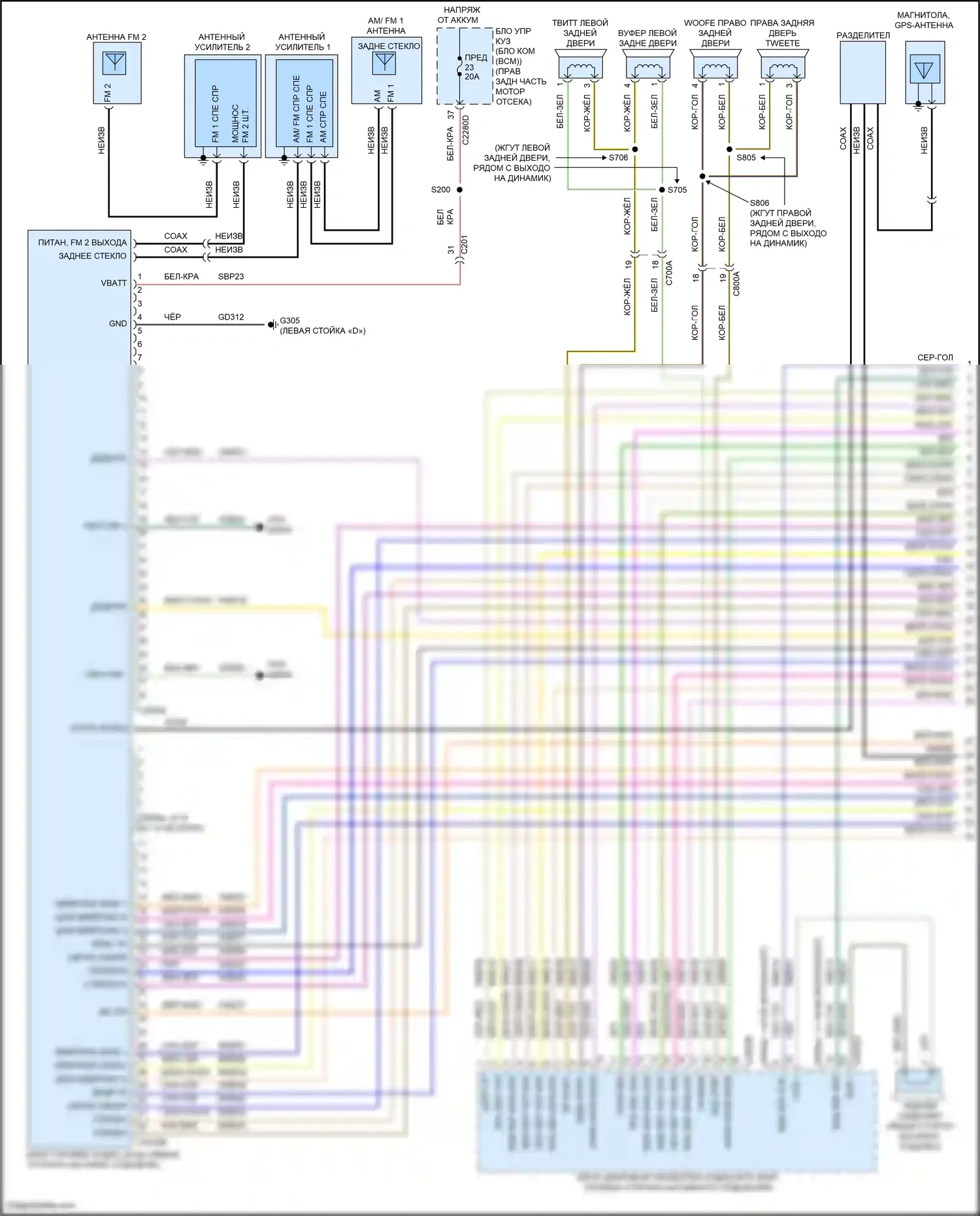 Corsair Lincoln I (2019-2024): Электросхема магнитолы, с harman revel (1 из 3) 
