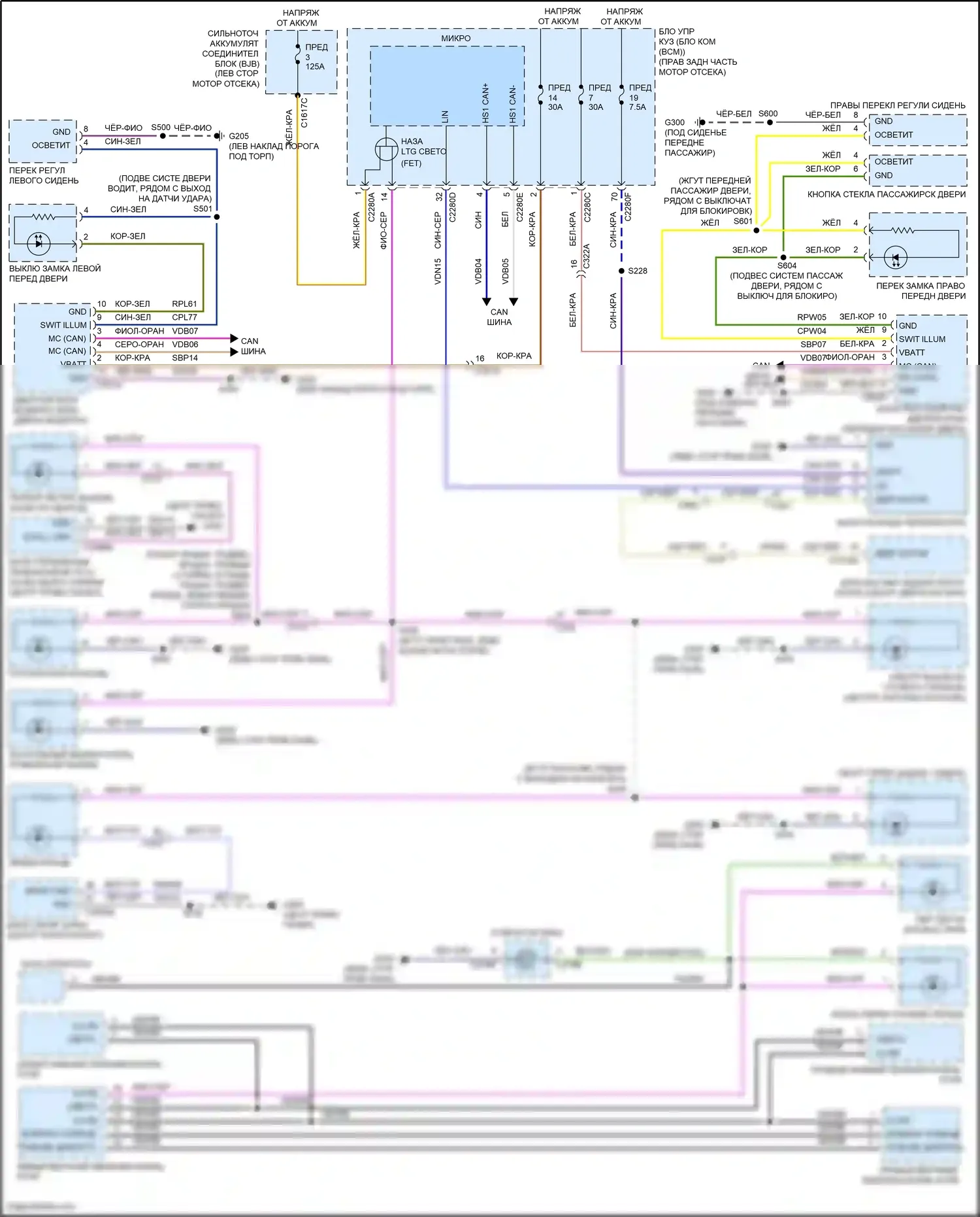 Corsair Lincoln I (2019-2024): Электросхема подсветки приборной панели 