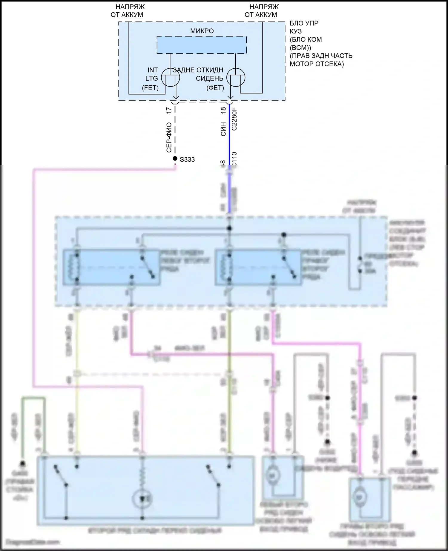 Corsair Lincoln I (2019-2024): Электросхема складного сиденья второго ряда 