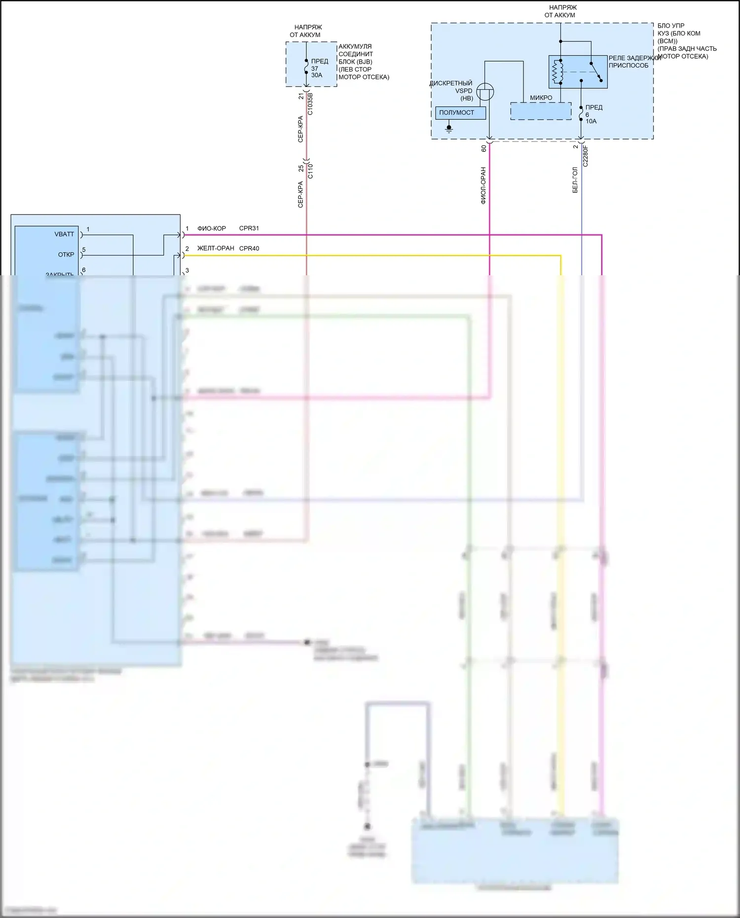 Corsair Lincoln I (2019-2024): Электросхема складной крыши/люка 