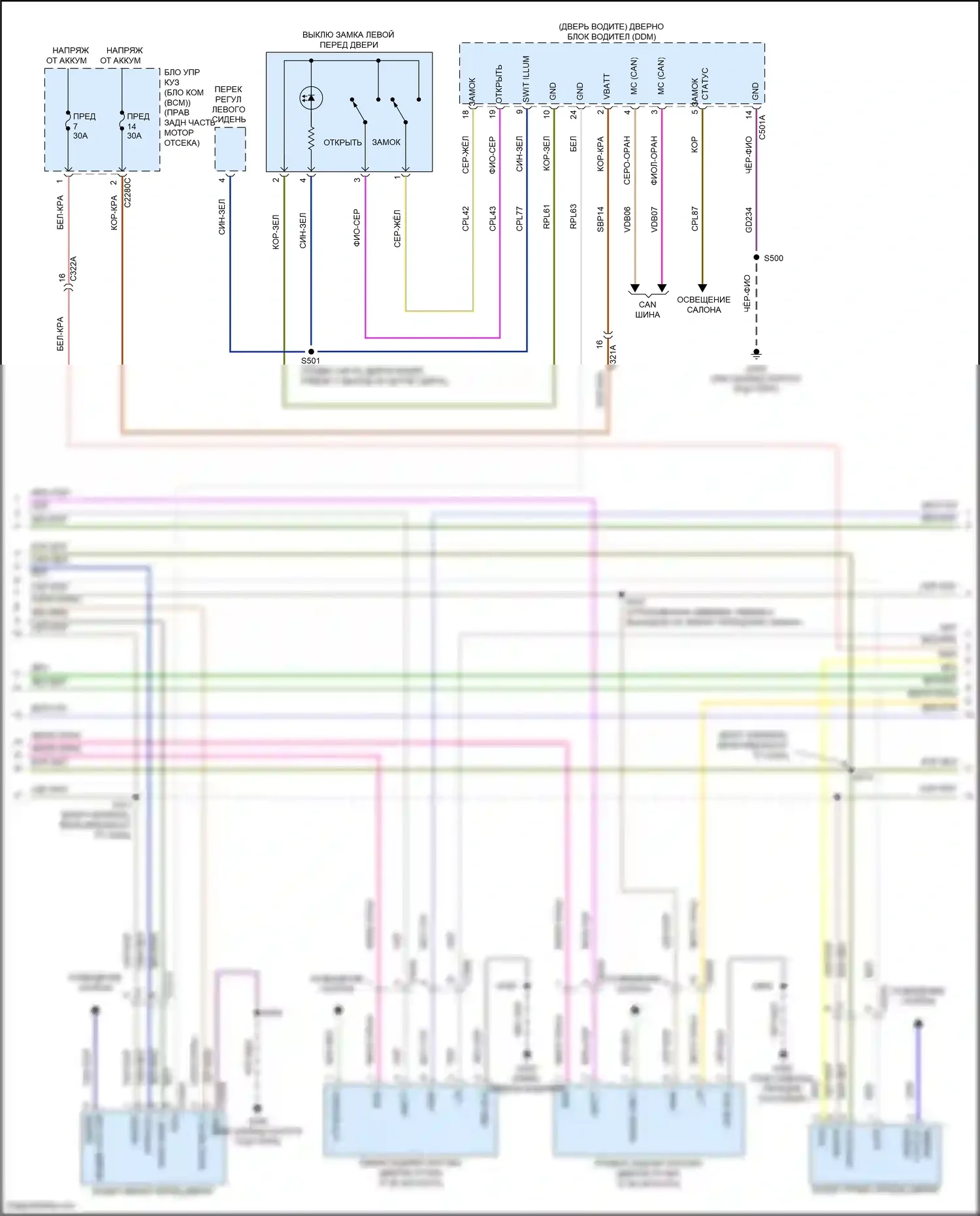 Corsair Lincoln I (2019-2024): Электросхема центрального замка, с интеллектуальным доступом (3 из 5) 