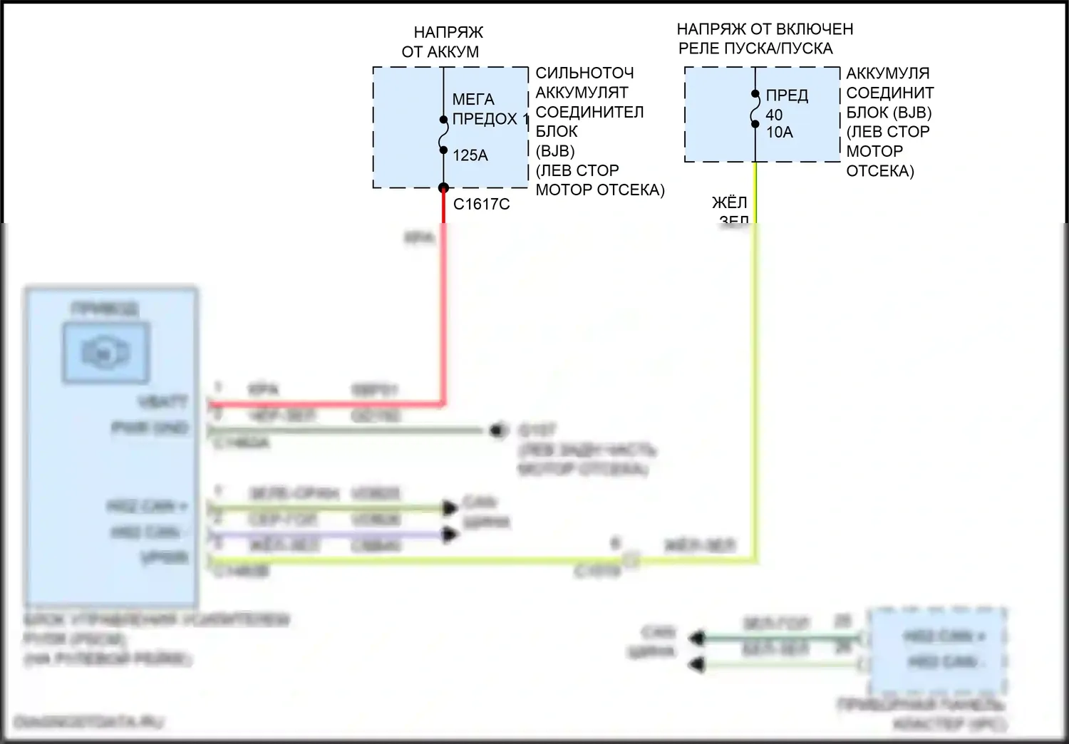 MKC Lincoln I рестайлинг (2018-2019): Электросхема электроусилителя руля 