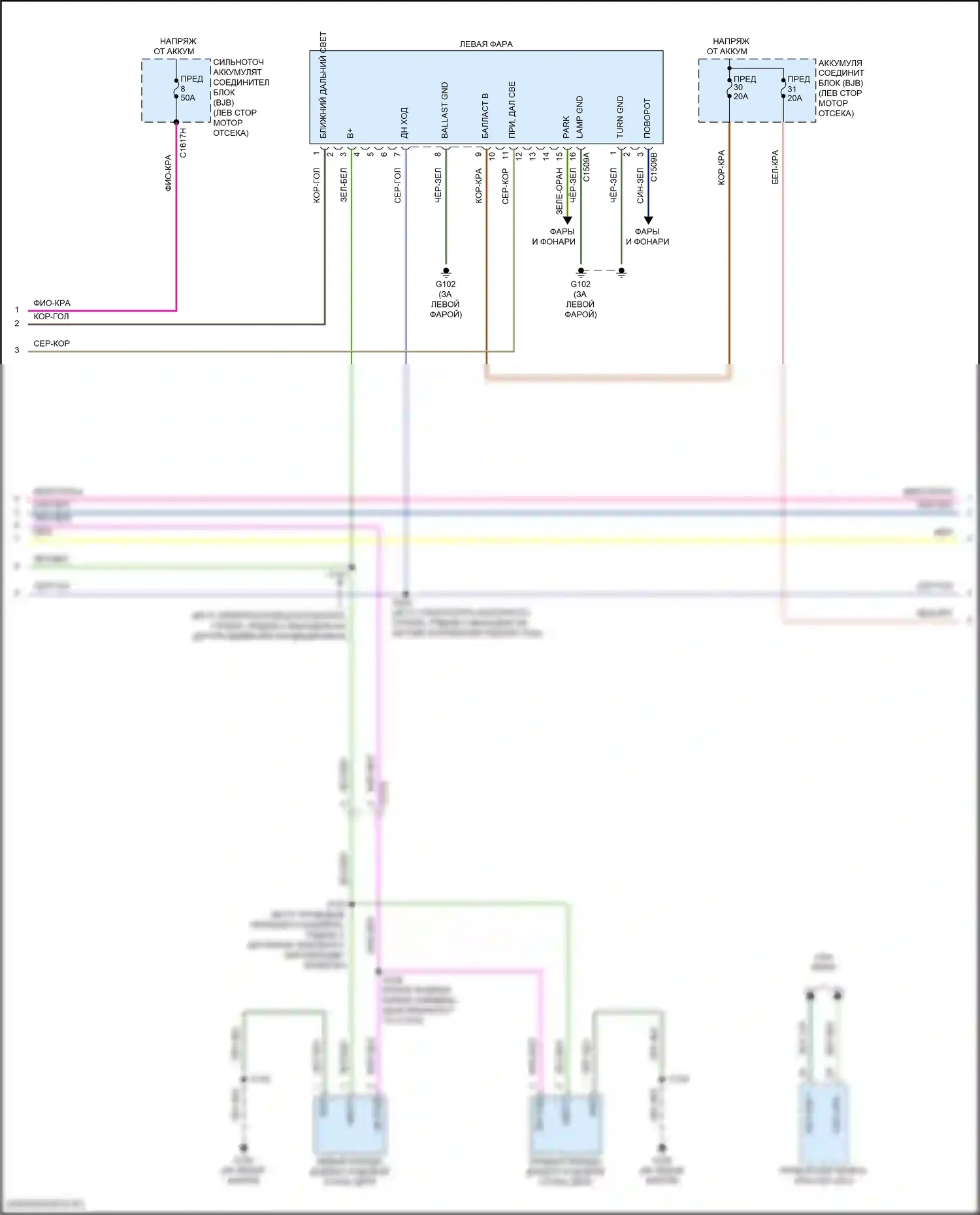 MKC Lincoln I рестайлинг (2018-2019): Электросхема фар (2 из 3) 