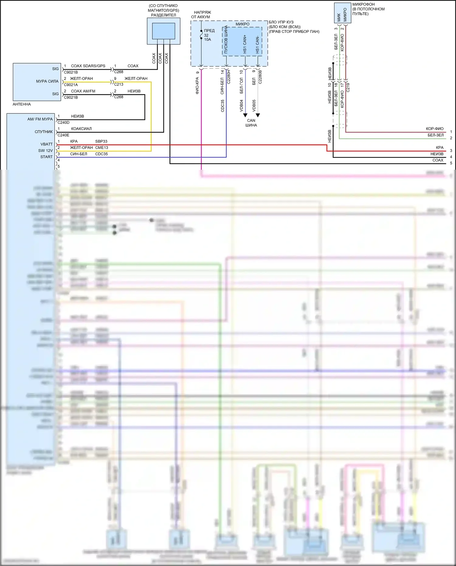 MKC Lincoln I рестайлинг (2018-2019): Электросхема магнитолы, без thx (1 из 4) 