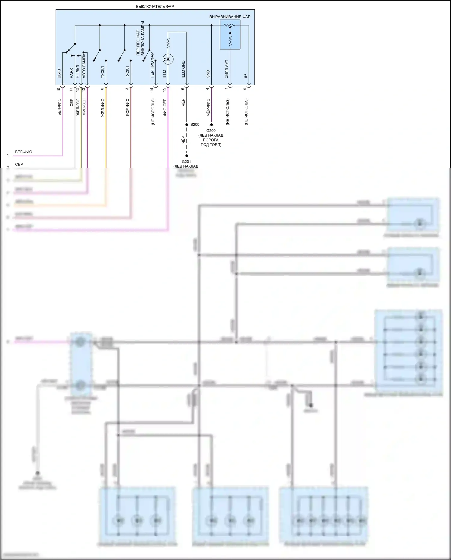 MKC Lincoln I рестайлинг (2018-2019): Электросхема подсветки приборной панели (2 из 2) 