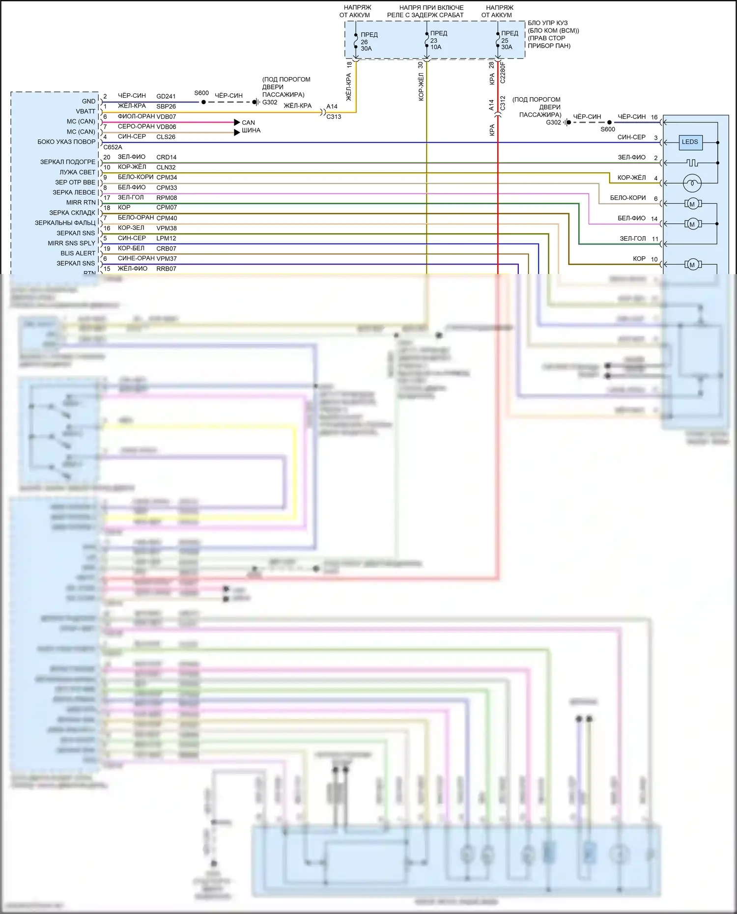 MKC Lincoln I рестайлинг (2018-2019): Электросхема зеркал памяти 