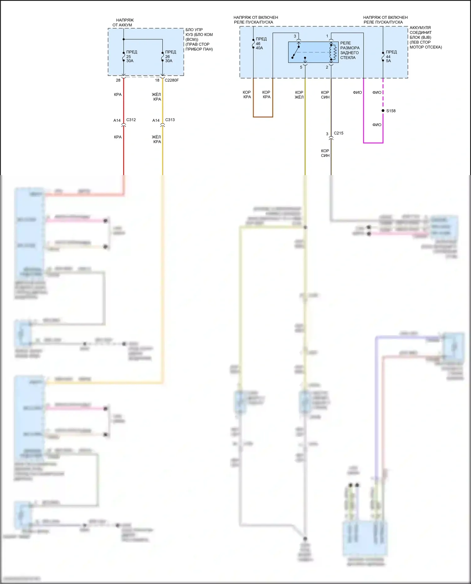 MKC Lincoln I рестайлинг (2018-2019): Электросхема подогрева стекол 