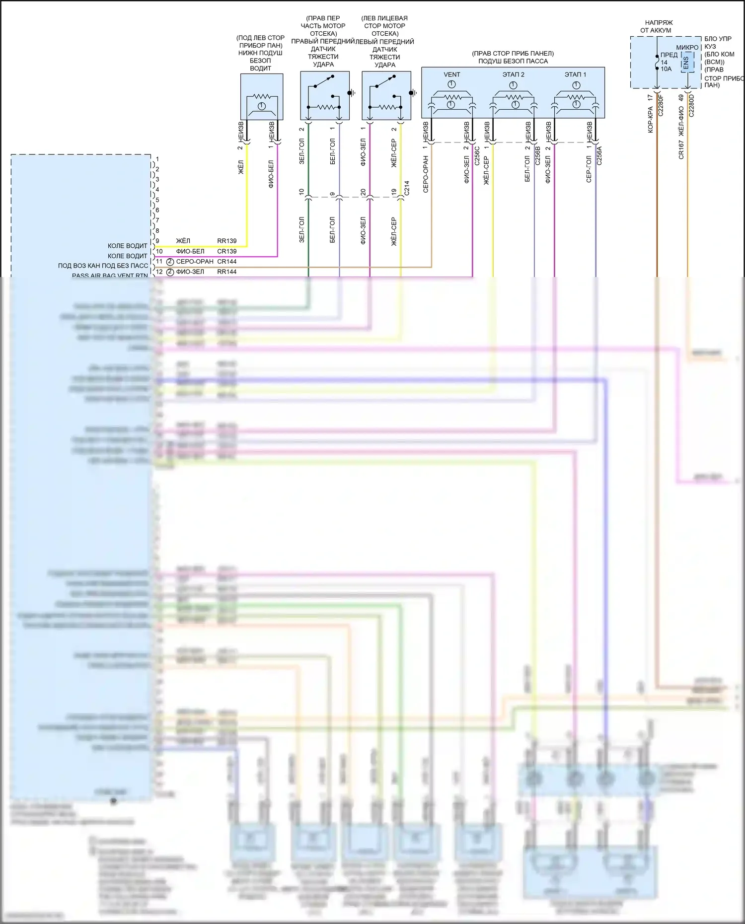 MKC Lincoln I рестайлинг (2018-2019): Электросхема подушек безопасности (1 из 2) 