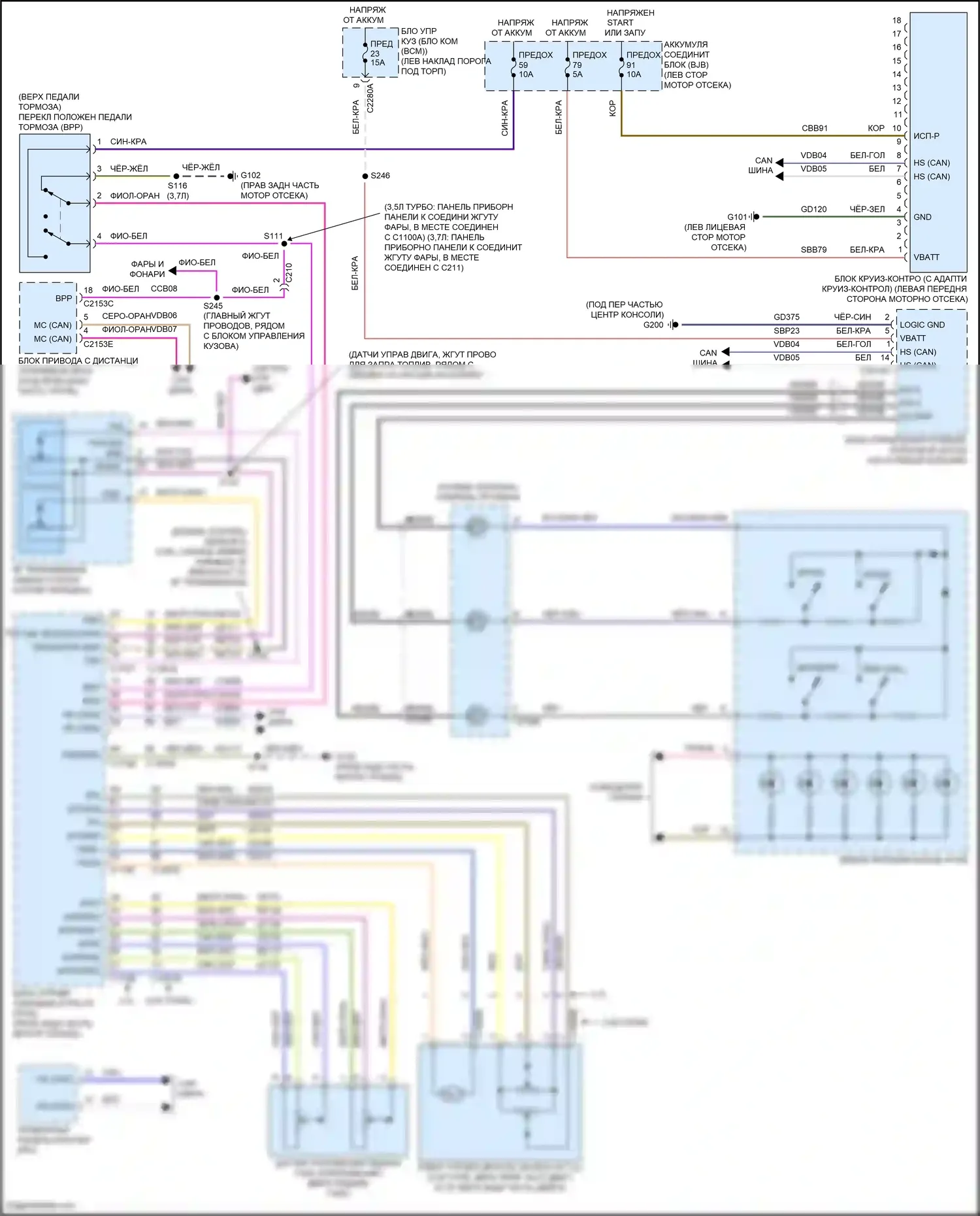MKS Lincoln I рестайлинг (2012-2016): Электросхема круиз-контроля 
