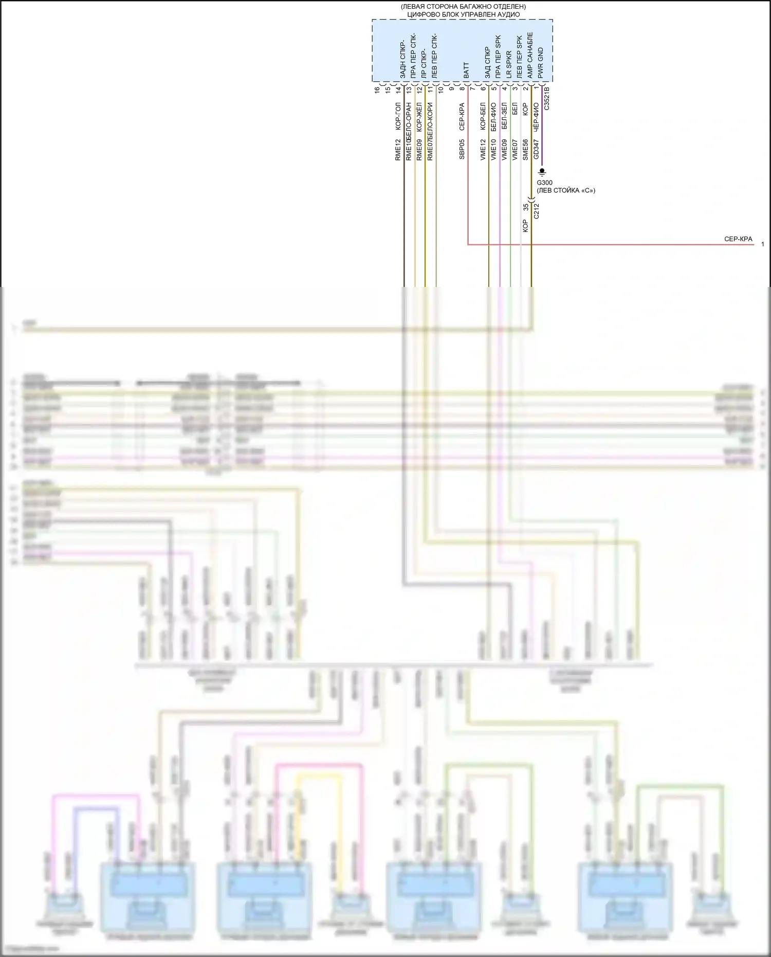 MKS Lincoln I рестайлинг (2012-2016): Электросхема магнитолы, без thx (2 из 3) 