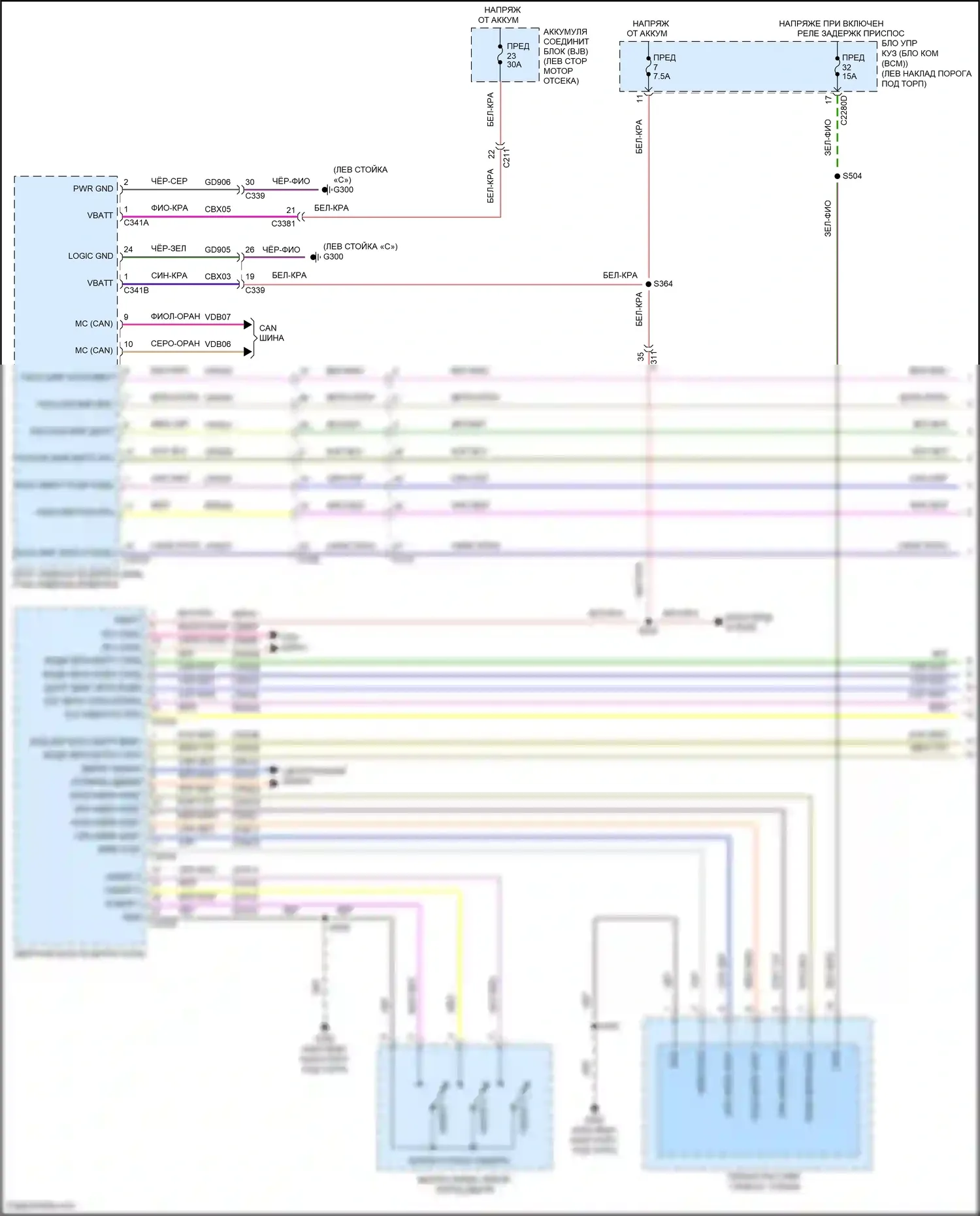 MKS Lincoln I рестайлинг (2012-2016): Электросхема памяти зеркал (1 из 2) 