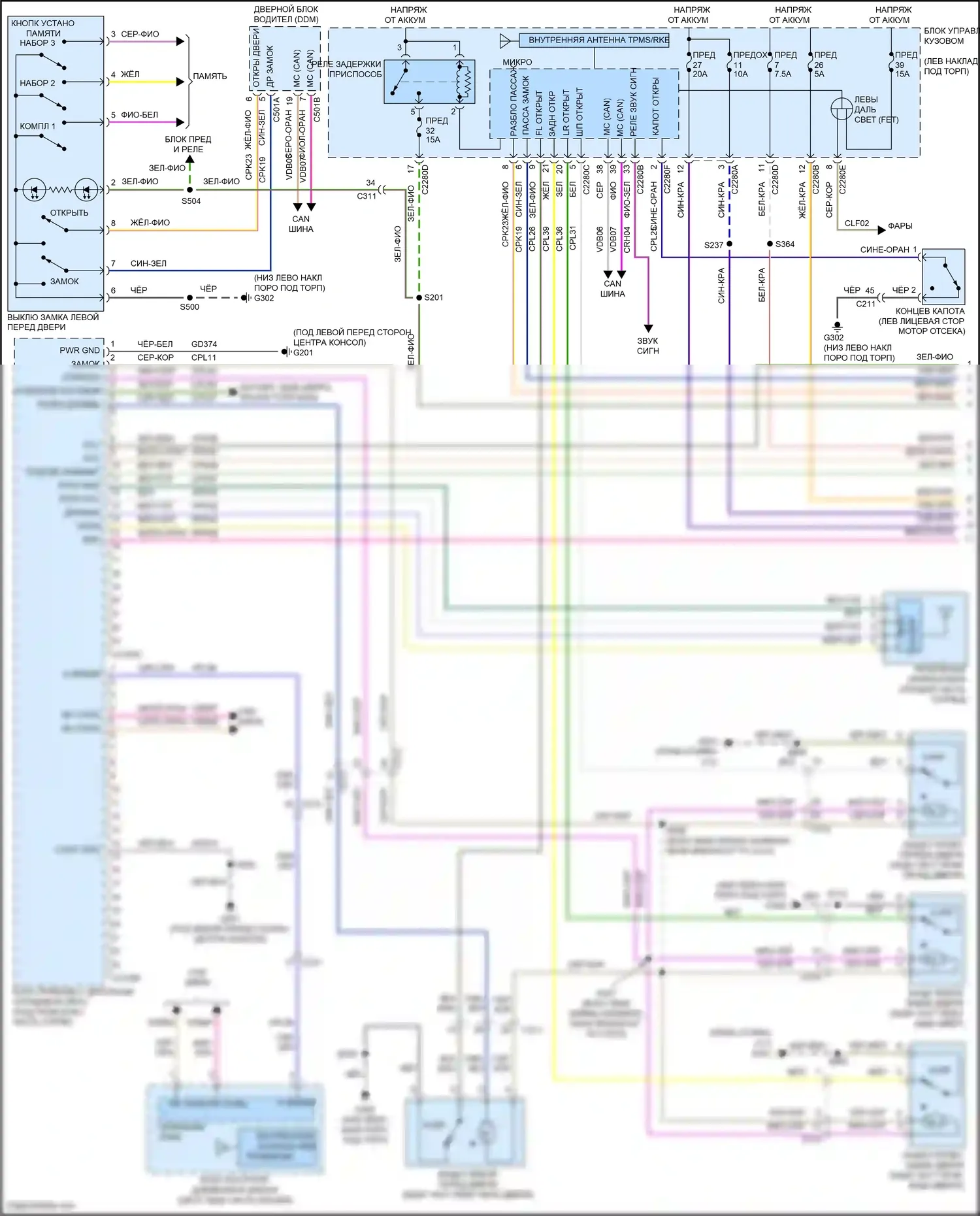 MKS Lincoln I рестайлинг (2012-2016): Электросхема защиты от взлома (1 из 2) 