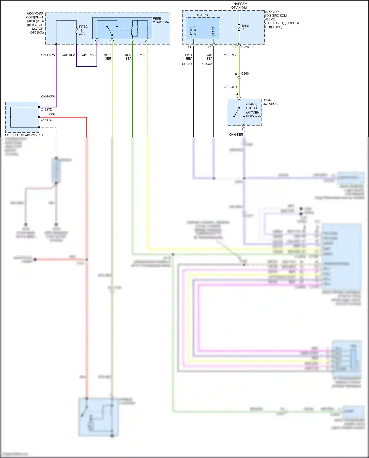 MKS Lincoln I рестайлинг (2012-2016): Электросхема стартера 