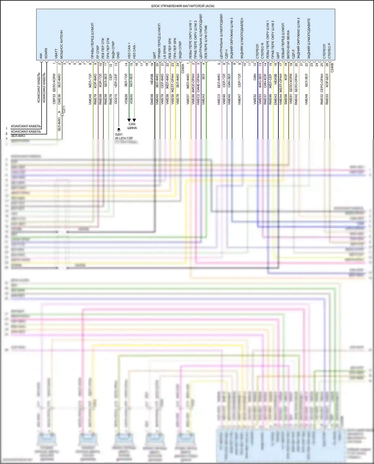 MKX Lincoln II (2015-2018): Электросхема магнитолы, без сенсорного экрана и ultima (2 из 5) 