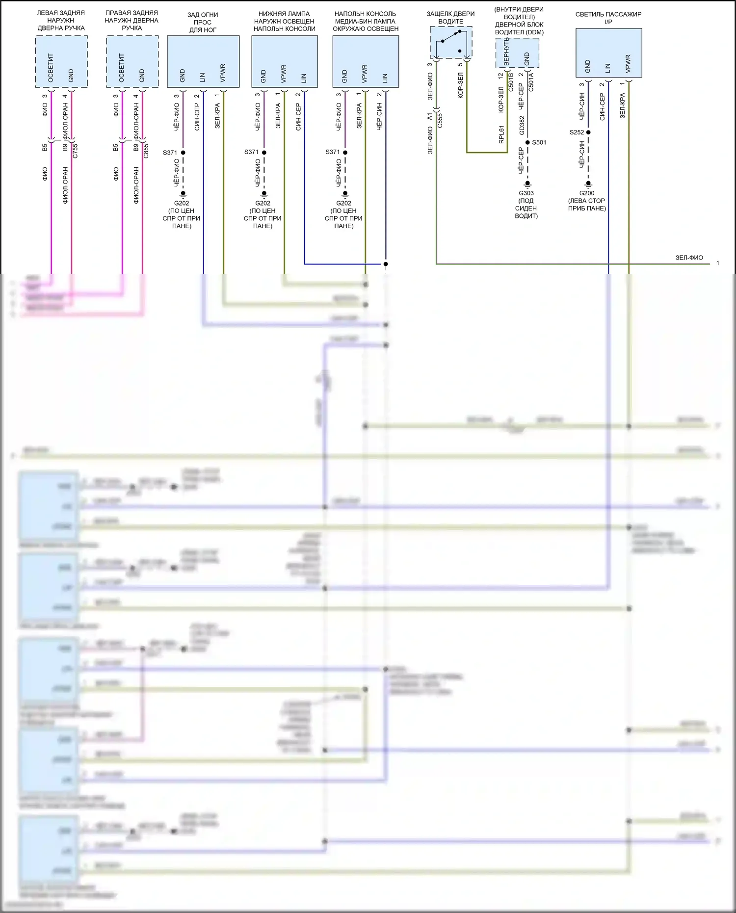 MKX Lincoln II (2015-2018): Электросхема освещения салона (2 из 3) 