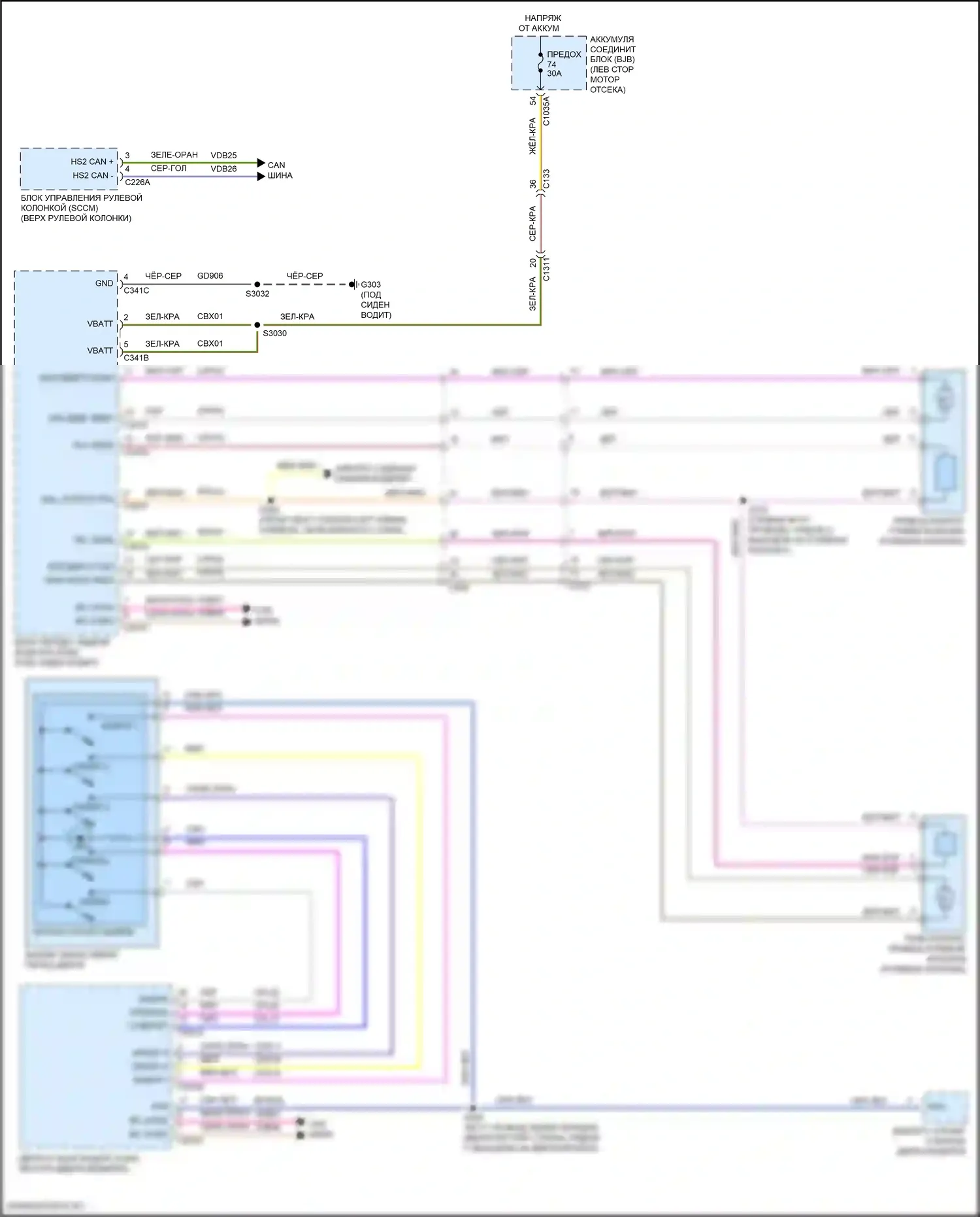 MKX Lincoln II (2015-2018): Электросхема памяти рулевой колонки 