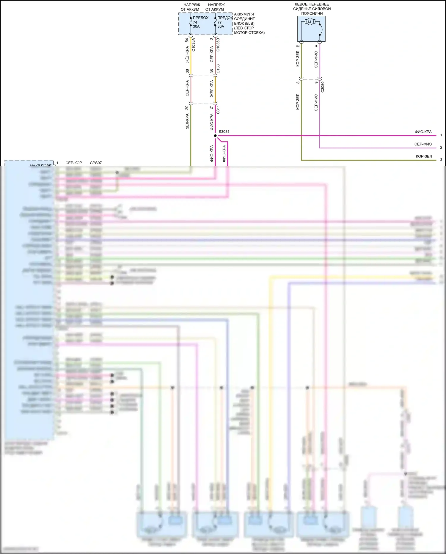 MKX Lincoln II (2015-2018): Электросхема сиденья водителя с памятью, 10-стороннее сиденье водителя (1 из 2) 