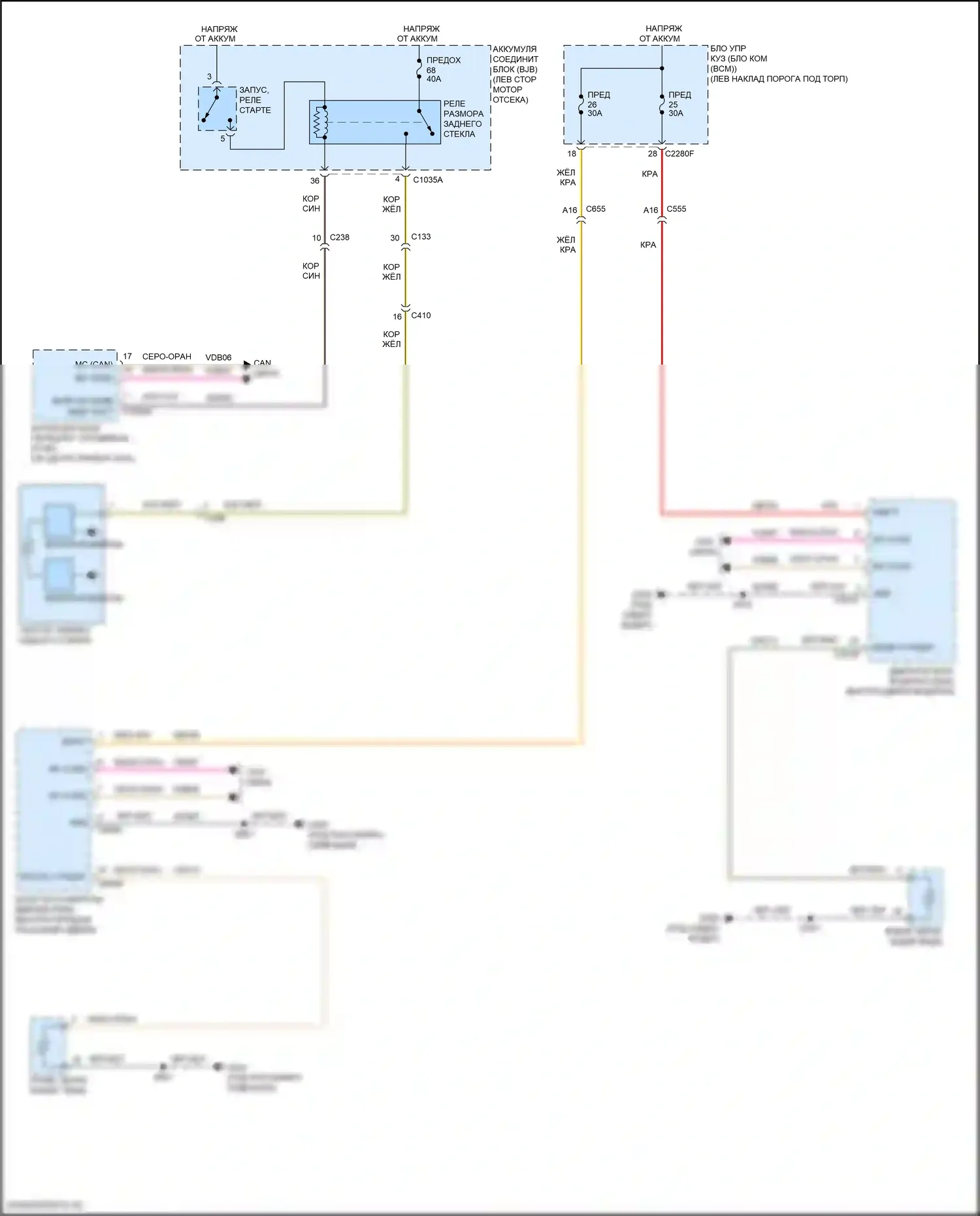 MKX Lincoln II (2015-2018): Электросхема подогрева стекол 