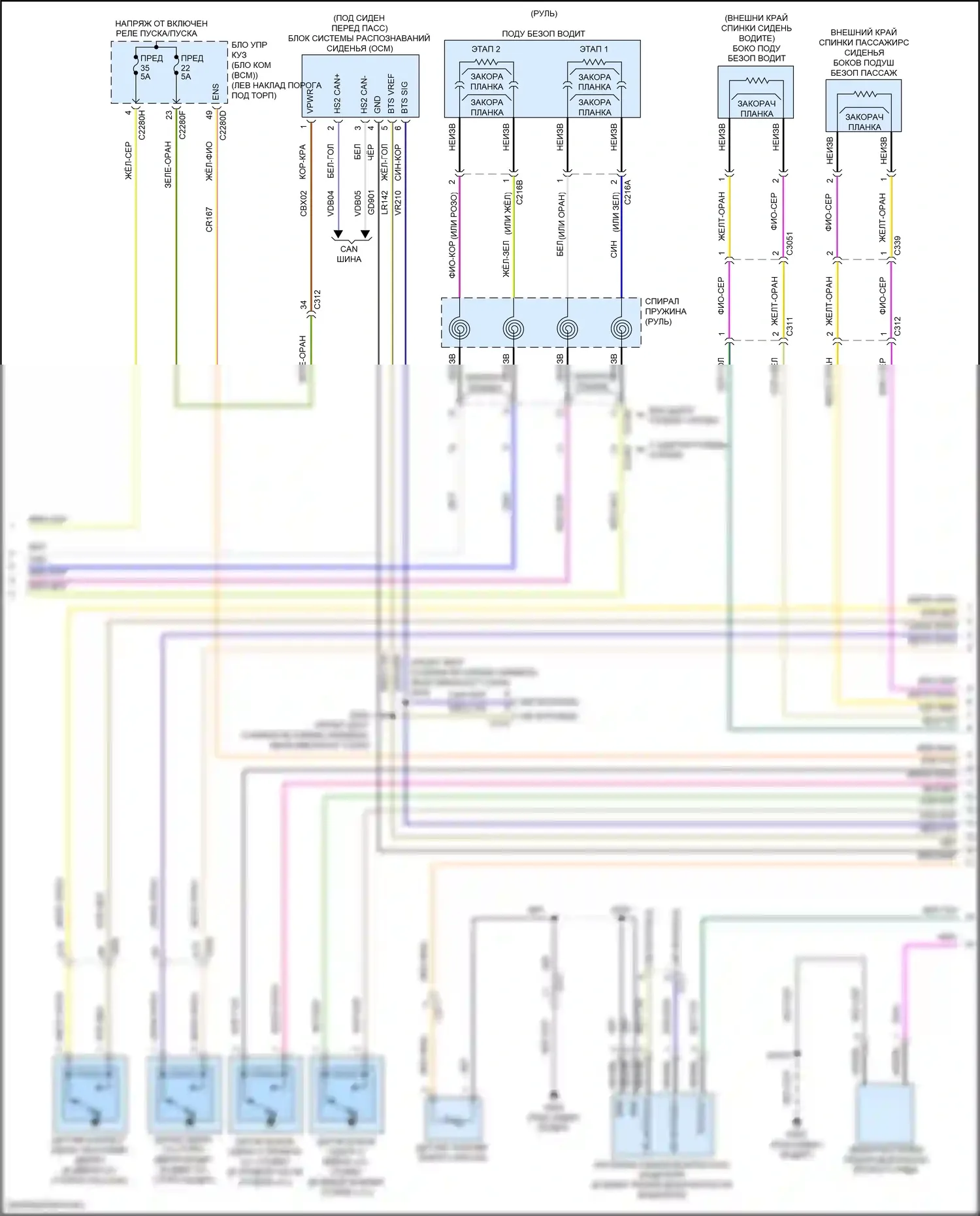 MKX Lincoln II (2015-2018): Электросхема подушек безопасности (2 из 3) 