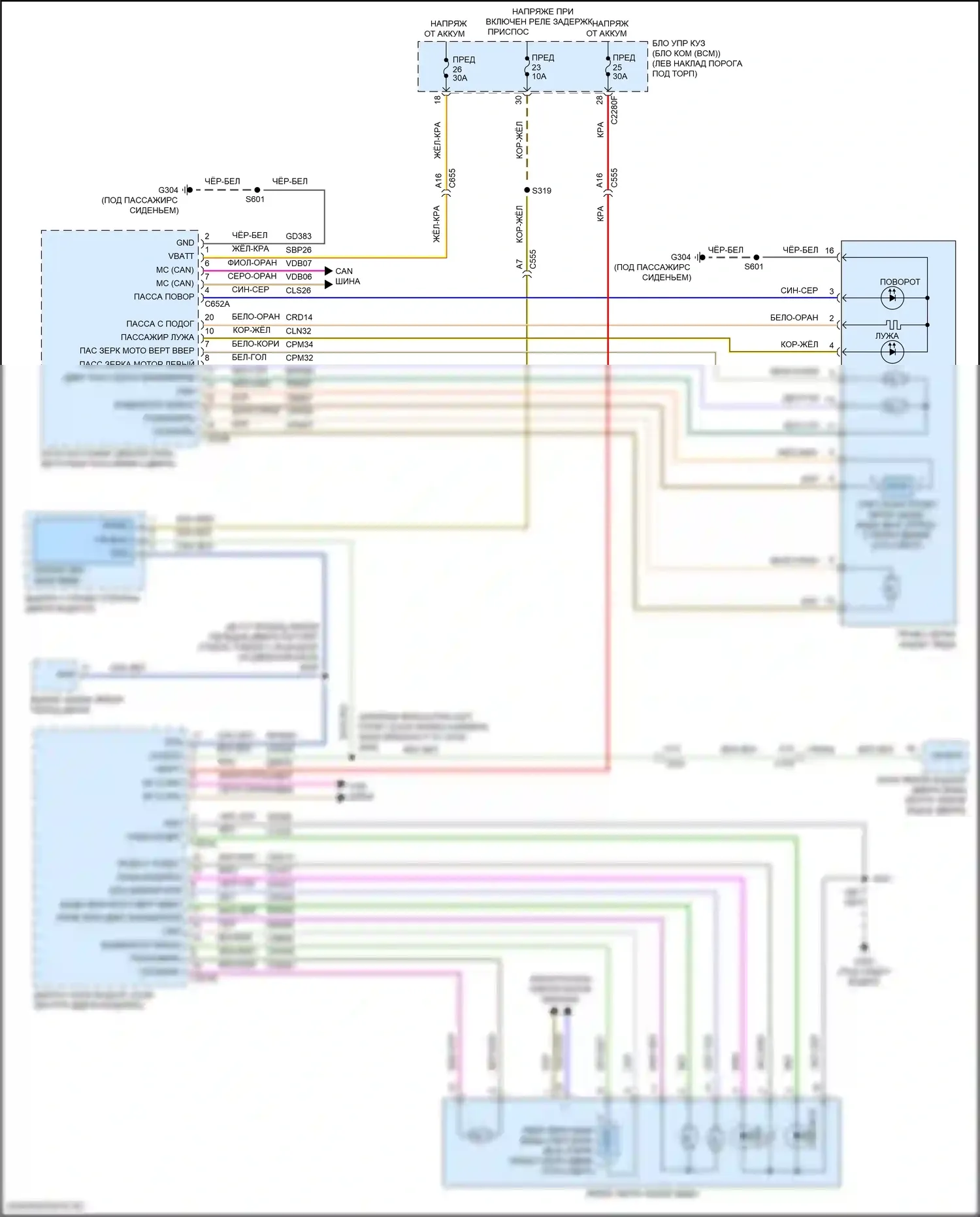 MKX Lincoln II (2015-2018): Электросхема управления зеркалами заднего вида 
